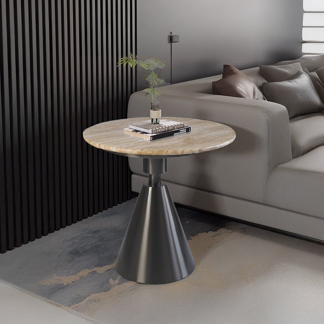 Travertine Top and Stainless Steel Base Coffee Table PZ-C09-S -  Coffee tables - ebarza Furniture UAE | Shop Modern Furniture in Abu Dhabi & Dubai - مفروشات ايبازرا في الامارات | تسوق اثاث عصري وديكورات مميزة في دبي وابوظبي
