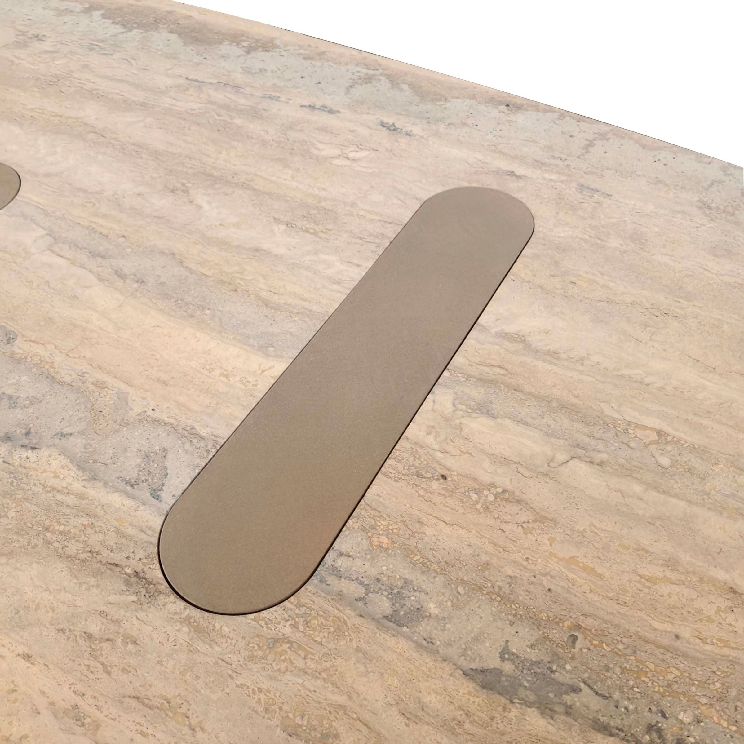 Semi Shiny Sliver Travertine Dining Table - EB08DT -  Dining Tables - ebarza Furniture UAE | Shop Modern Furniture in Abu Dhabi & Dubai - مفروشات ايبازرا في الامارات | تسوق اثاث عصري وديكورات مميزة في دبي وابوظبي