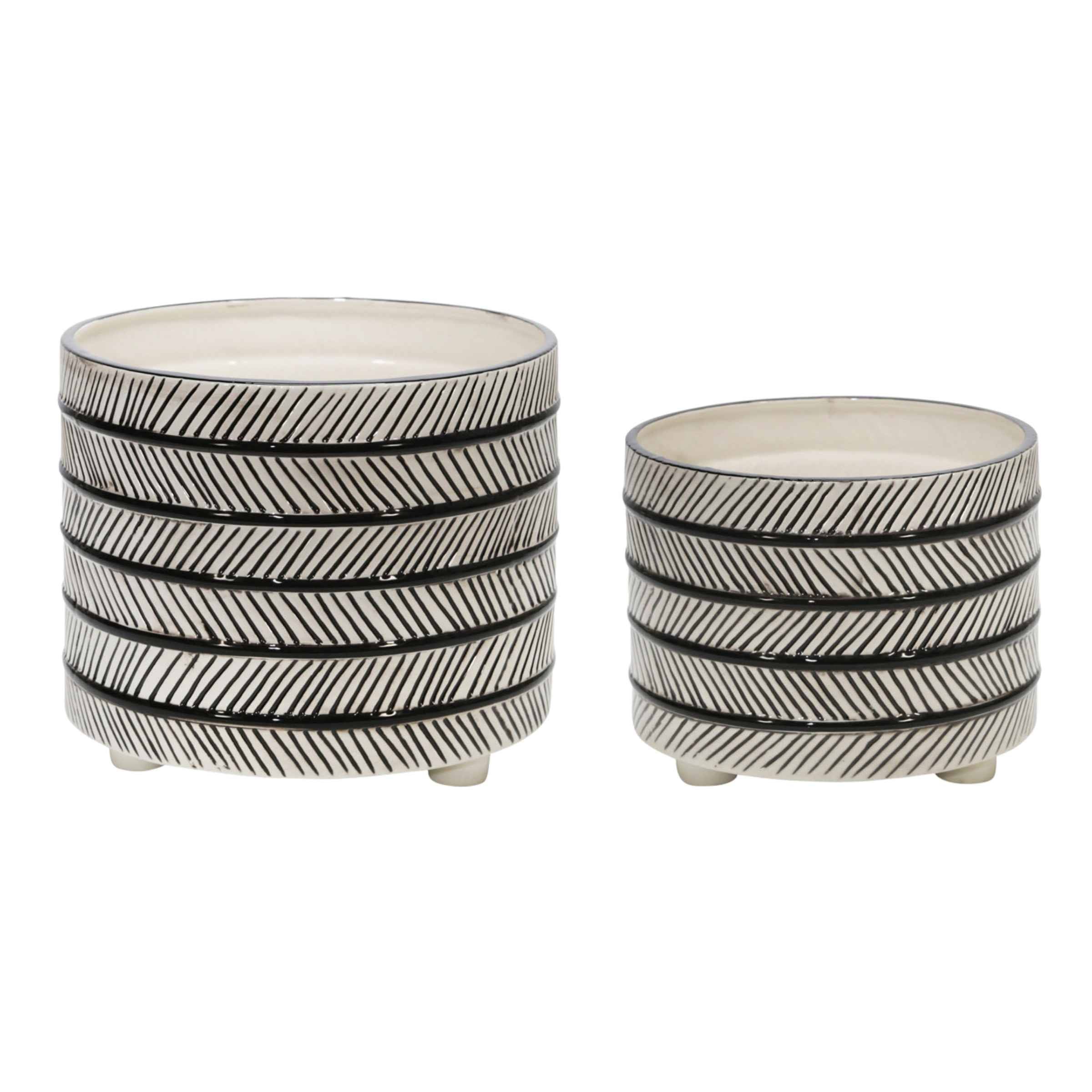Set Of 2 Ceramic Diamond Footed Planter 25, 30 Cm 15064-06 -  Planter Boxes - ebarza Furniture UAE | Shop Modern Furniture in Abu Dhabi & Dubai - مفروشات ايبازرا في الامارات | تسوق اثاث عصري وديكورات مميزة في دبي وابوظبي