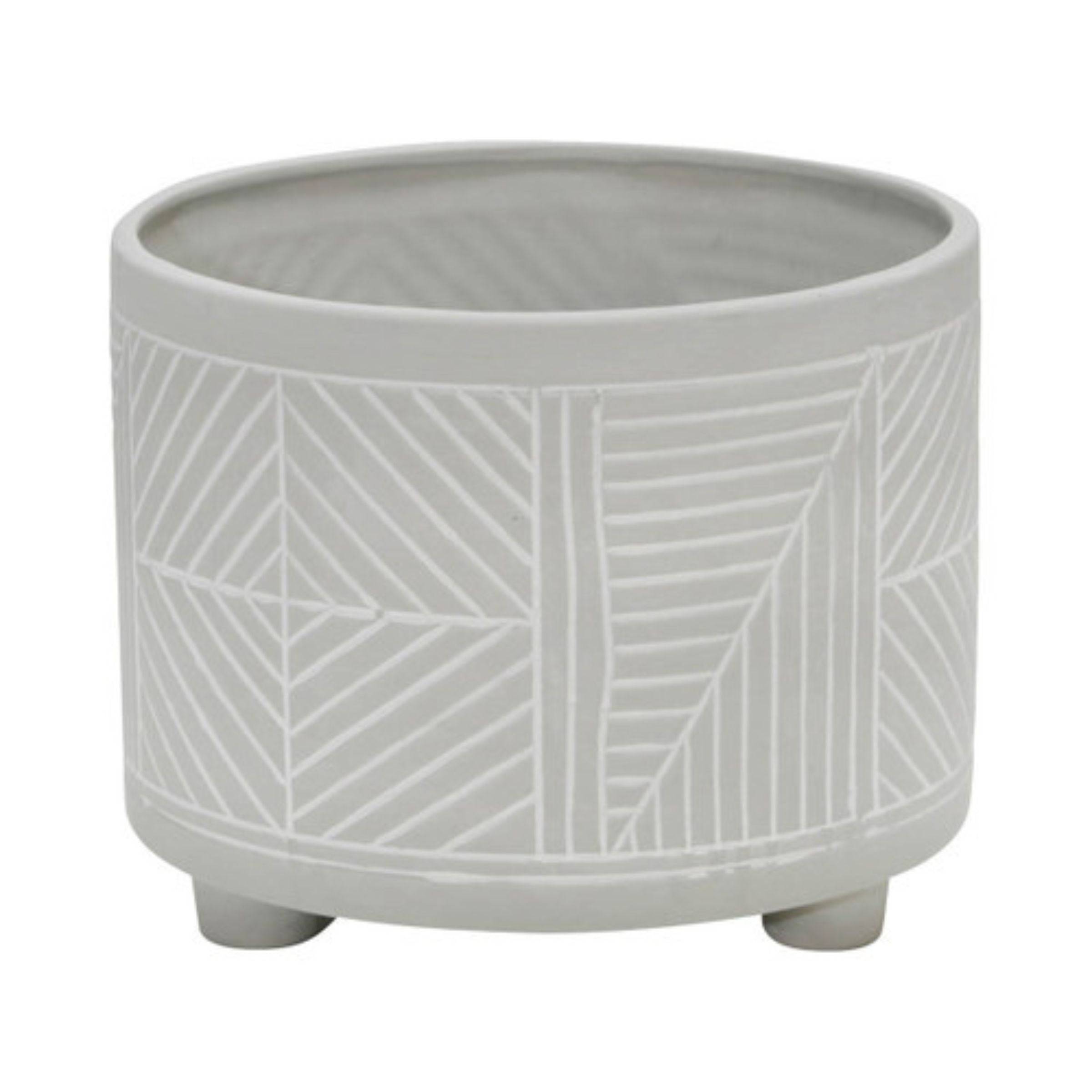 Set Of 2 Ceramic Diamond Footed Planter 25 And 30 Cm - Gray 15064-05 -  Planter Boxes - ebarza Furniture UAE | Shop Modern Furniture in Abu Dhabi & Dubai - مفروشات ايبازرا في الامارات | تسوق اثاث عصري وديكورات مميزة في دبي وابوظبي