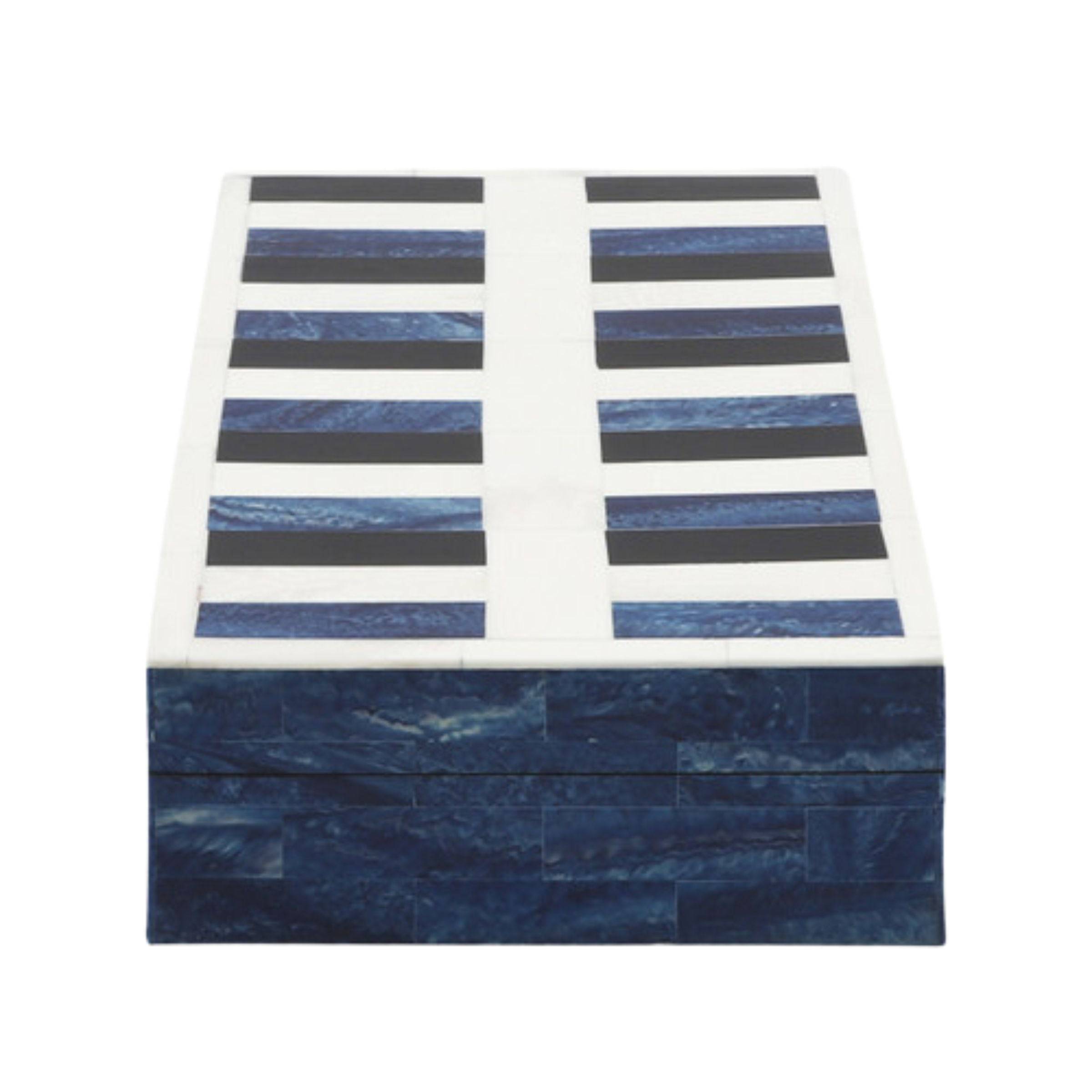 Set Of 2 Checkered Resin Boxes - Blue 16648 -  Decorative Boxes - ebarza Furniture UAE | Shop Modern Furniture in Abu Dhabi & Dubai - مفروشات ايبازرا في الامارات | تسوق اثاث عصري وديكورات مميزة في دبي وابوظبي