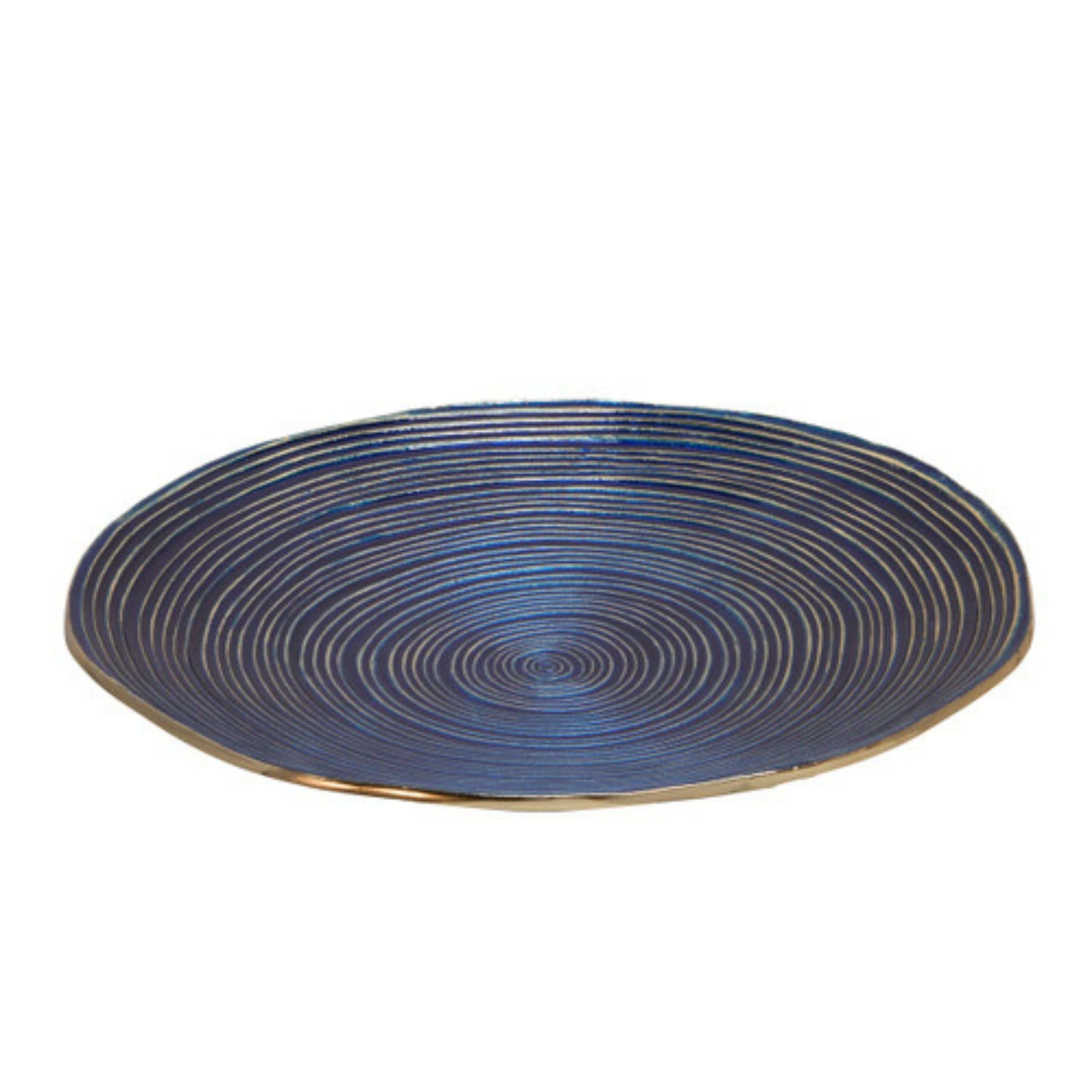 Set Of 2 Decorative Metal Swirl Tray - Blue/Multi 15559 -  Trays - ebarza Furniture UAE | Shop Modern Furniture in Abu Dhabi & Dubai - مفروشات ايبازرا في الامارات | تسوق اثاث عصري وديكورات مميزة في دبي وابوظبي
