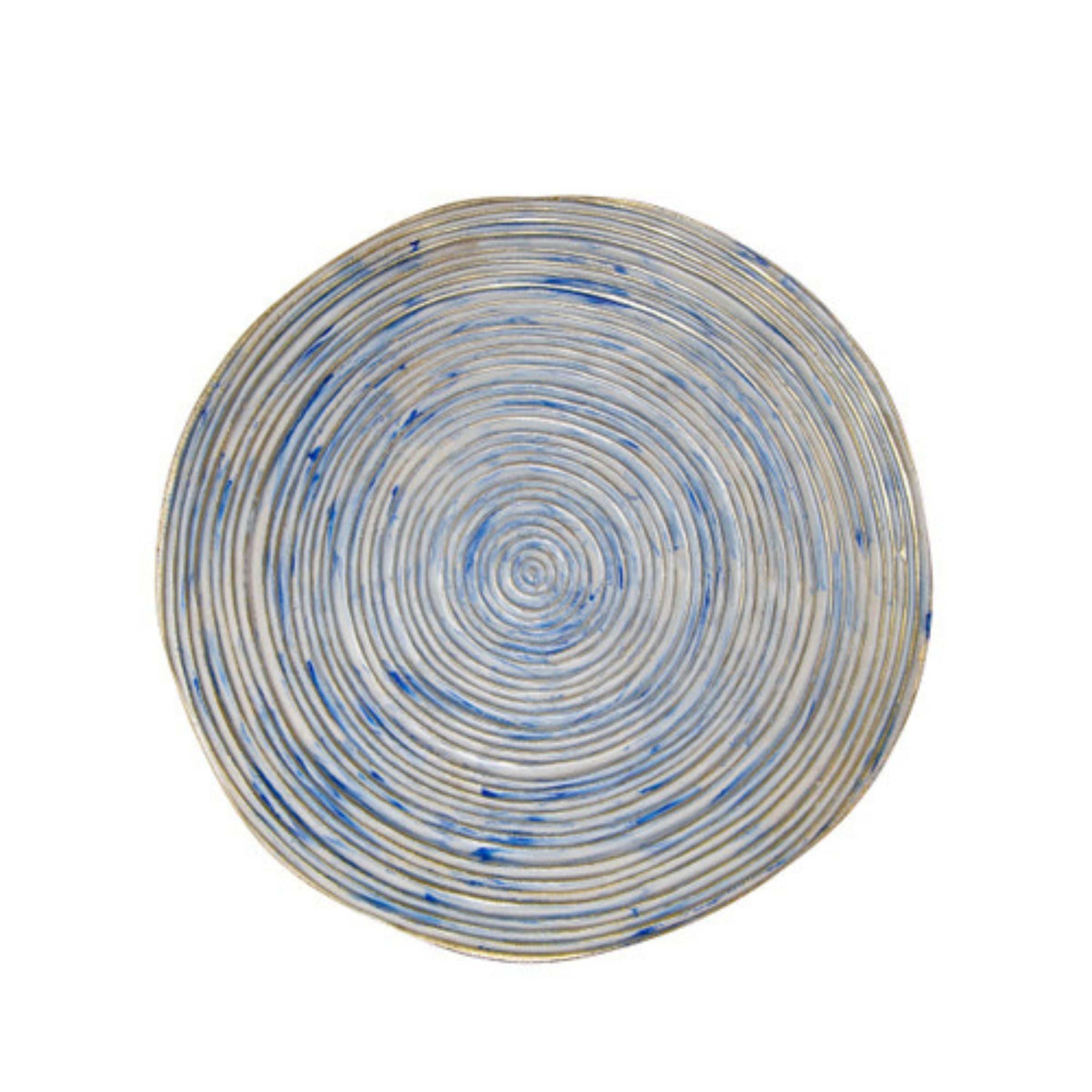 Set Of 2 Decorative Metal Swirl Tray - Blue/Multi 15559 -  Trays - ebarza Furniture UAE | Shop Modern Furniture in Abu Dhabi & Dubai - مفروشات ايبازرا في الامارات | تسوق اثاث عصري وديكورات مميزة في دبي وابوظبي