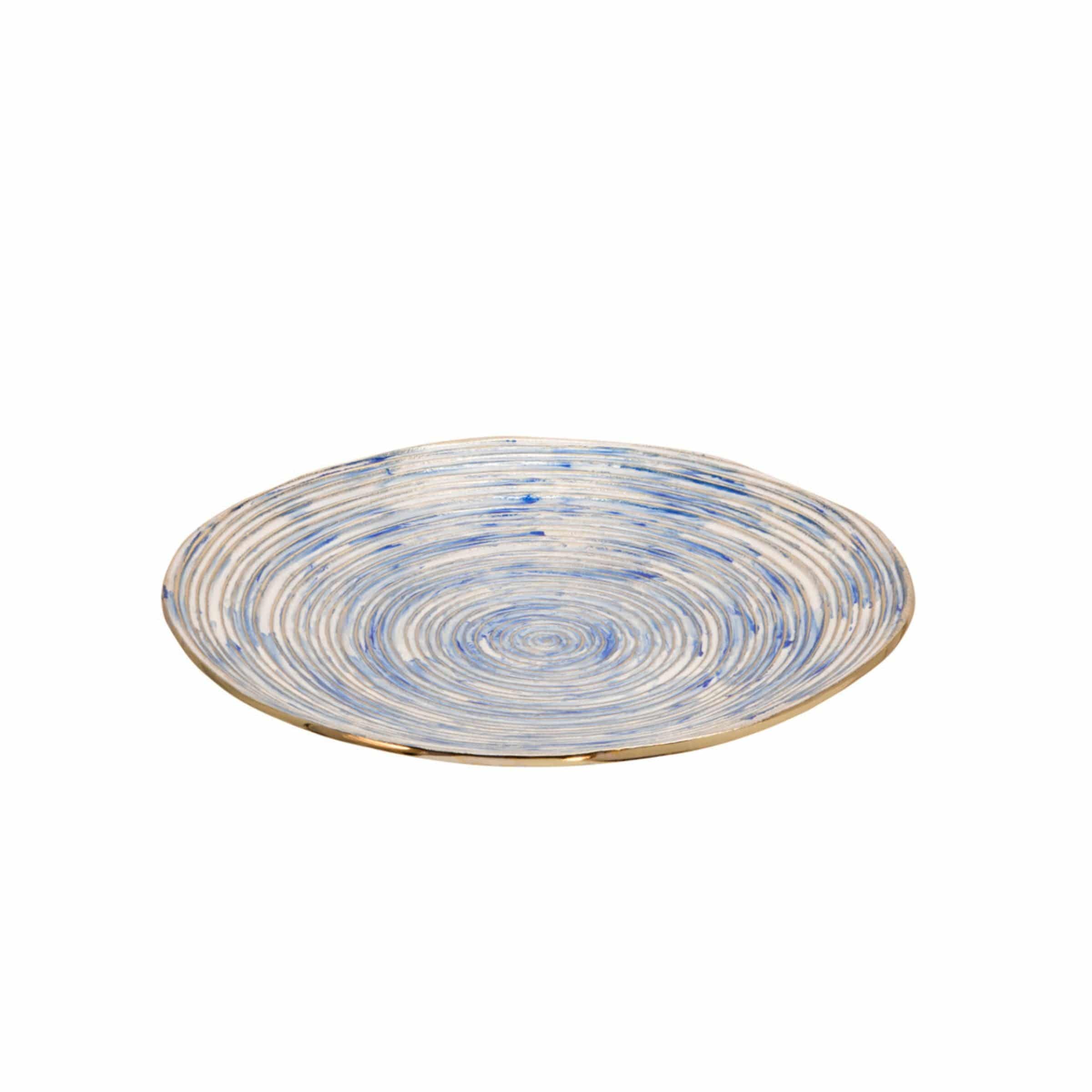 Set Of 2 Decorative Metal Swirl Tray - Blue/Multi 15559 -  Trays - ebarza Furniture UAE | Shop Modern Furniture in Abu Dhabi & Dubai - مفروشات ايبازرا في الامارات | تسوق اثاث عصري وديكورات مميزة في دبي وابوظبي