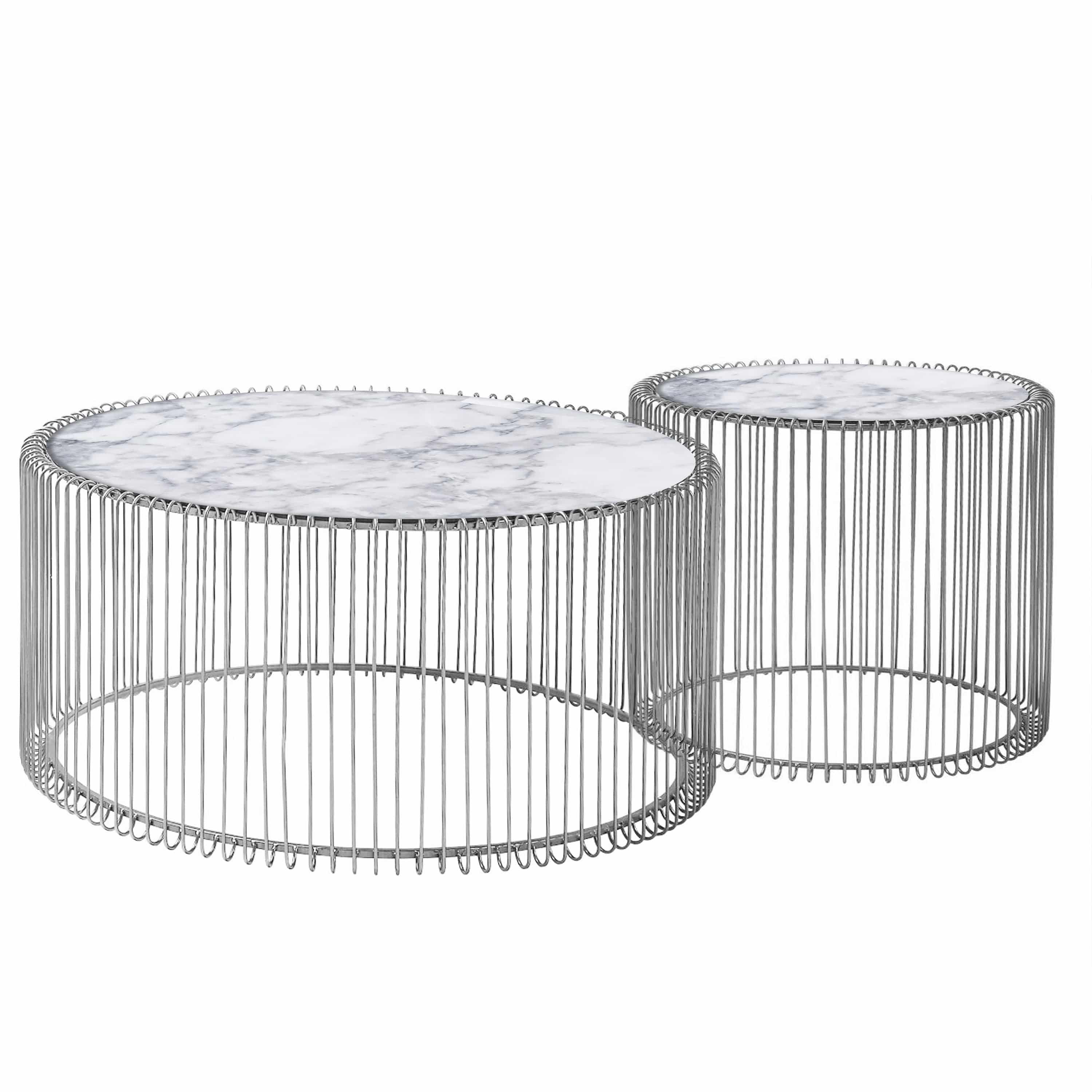 Set Of 2 Natural Marble & Stainless Steel Table Bp8808 S-C 45+90 -  Coffee Tables - ebarza Furniture UAE | Shop Modern Furniture in Abu Dhabi & Dubai - مفروشات ايبازرا في الامارات | تسوق اثاث عصري وديكورات مميزة في دبي وابوظبي