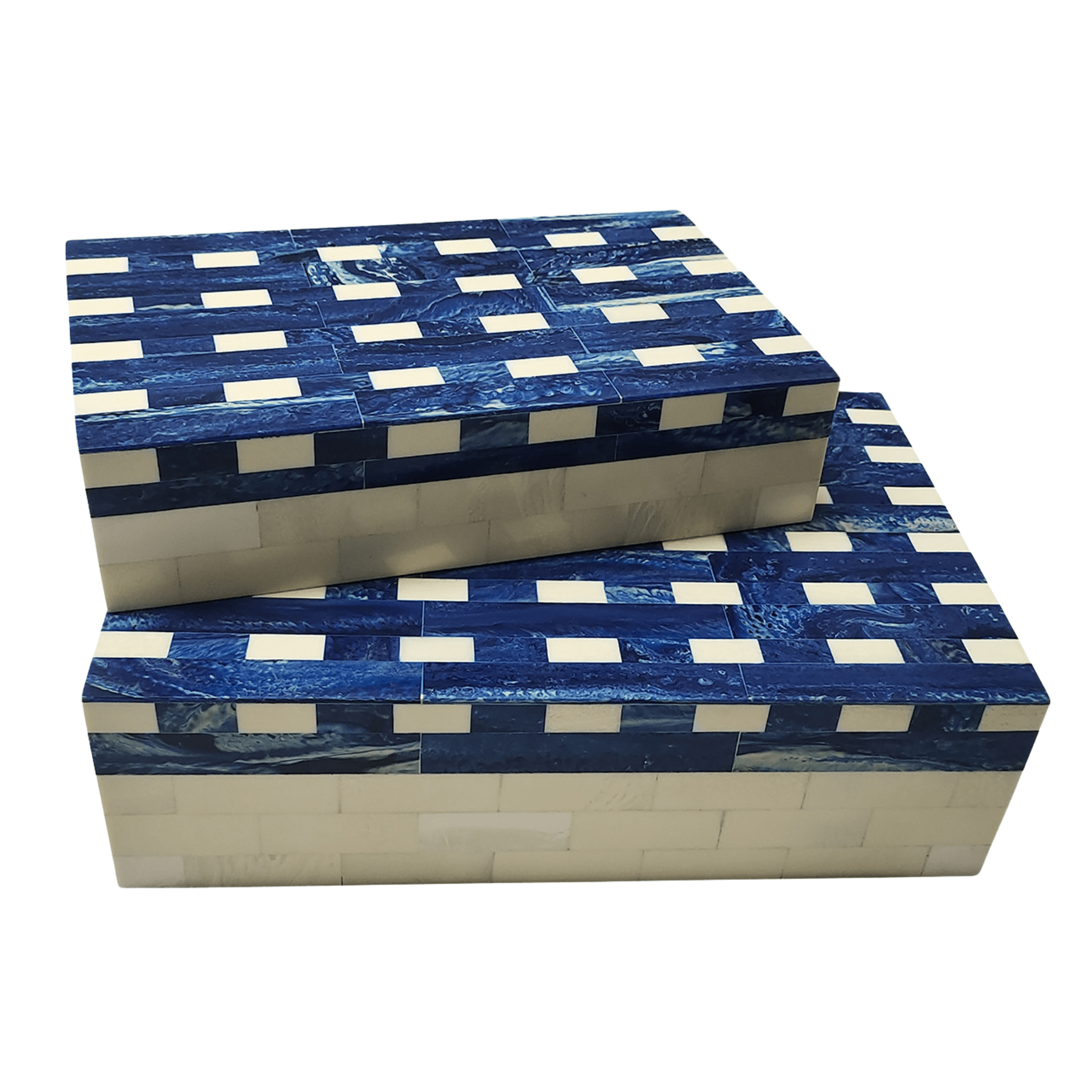 Set Of 2 Resin Decorative Box - Blue 16649 -  Decorative Boxes - ebarza Furniture UAE | Shop Modern Furniture in Abu Dhabi & Dubai - مفروشات ايبازرا في الامارات | تسوق اثاث عصري وديكورات مميزة في دبي وابوظبي