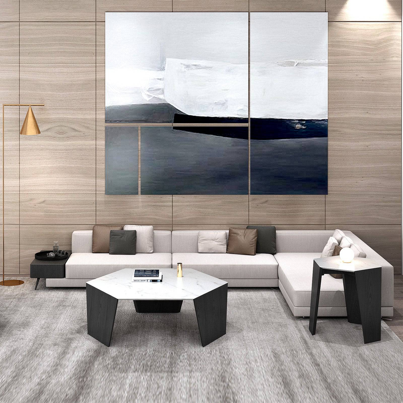 Set Of 2 Riva Natural Marble Center And Side Table 256Ct+256St -  Coffee Tables - ebarza Furniture UAE | Shop Modern Furniture in Abu Dhabi & Dubai - مفروشات ايبازرا في الامارات | تسوق اثاث عصري وديكورات مميزة في دبي وابوظبي