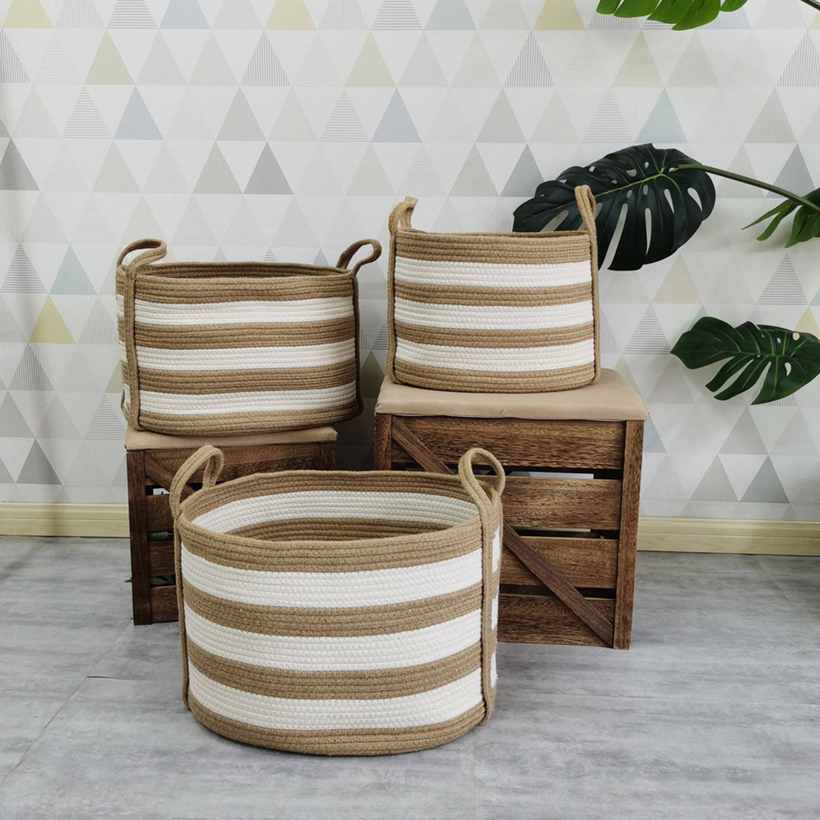 Set Of 3 Baskets 190410-010 -  Baskets - ebarza Furniture UAE | Shop Modern Furniture in Abu Dhabi & Dubai - مفروشات ايبازرا في الامارات | تسوق اثاث عصري وديكورات مميزة في دبي وابوظبي
