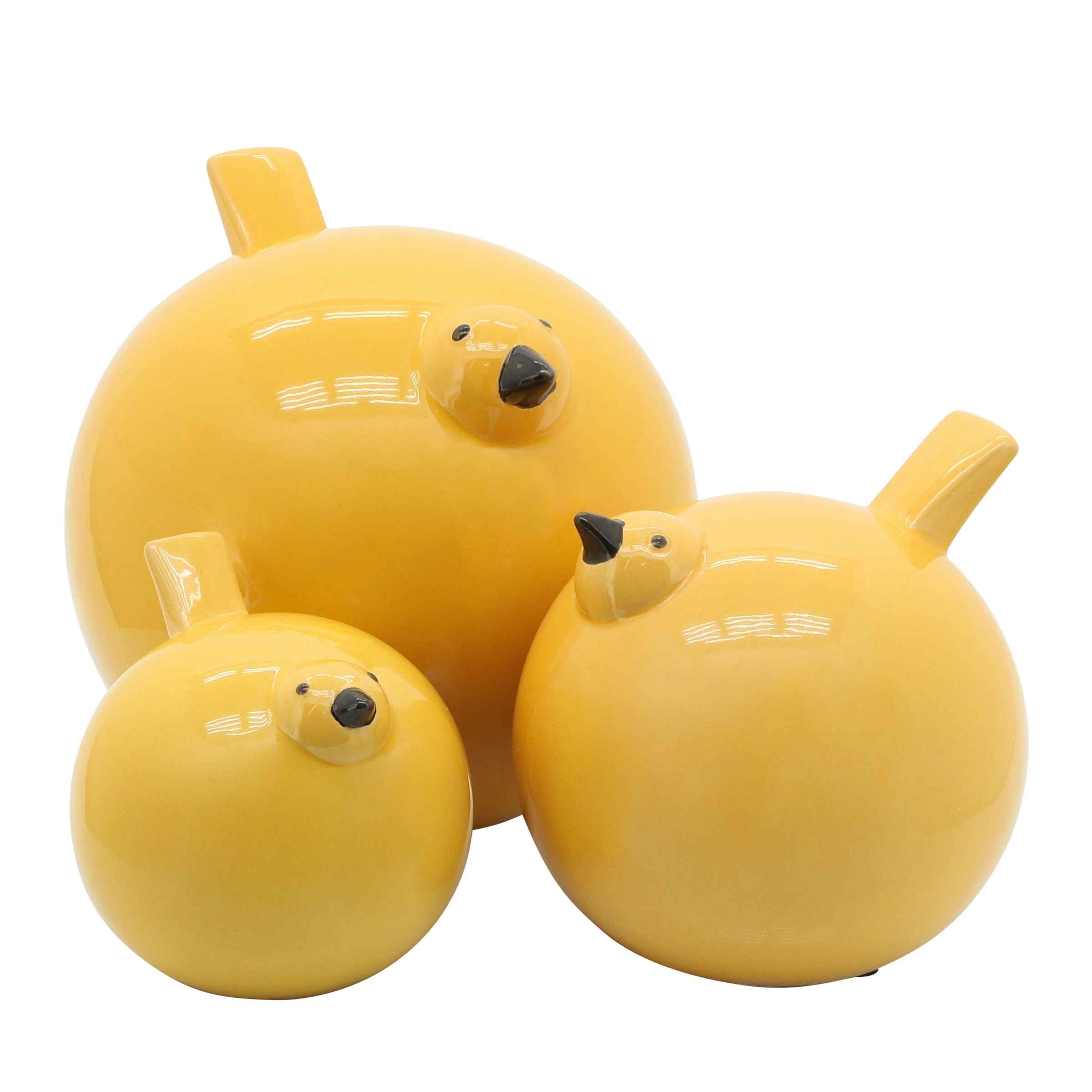 Set Of 3 Ceramic Birds - Yellow 14009-02 -  Home Decor Figurines - ebarza Furniture UAE | Shop Modern Furniture in Abu Dhabi & Dubai - مفروشات ايبازرا في الامارات | تسوق اثاث عصري وديكورات مميزة في دبي وابوظبي