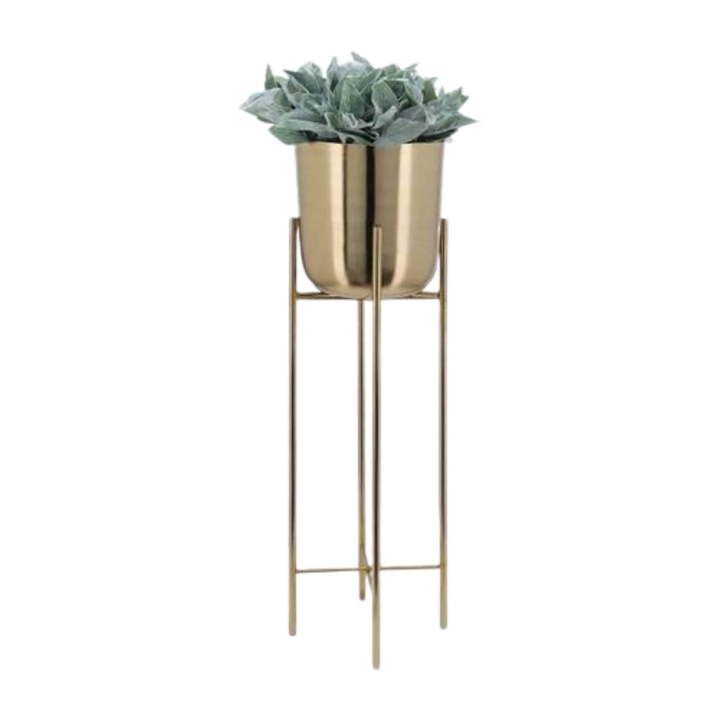 Set Of 3 Metal Planters On Stand - 40,30,20 Cm - Gold 14630 -  Planter Boxes - ebarza Furniture UAE | Shop Modern Furniture in Abu Dhabi & Dubai - مفروشات ايبازرا في الامارات | تسوق اثاث عصري وديكورات مميزة في دبي وابوظبي