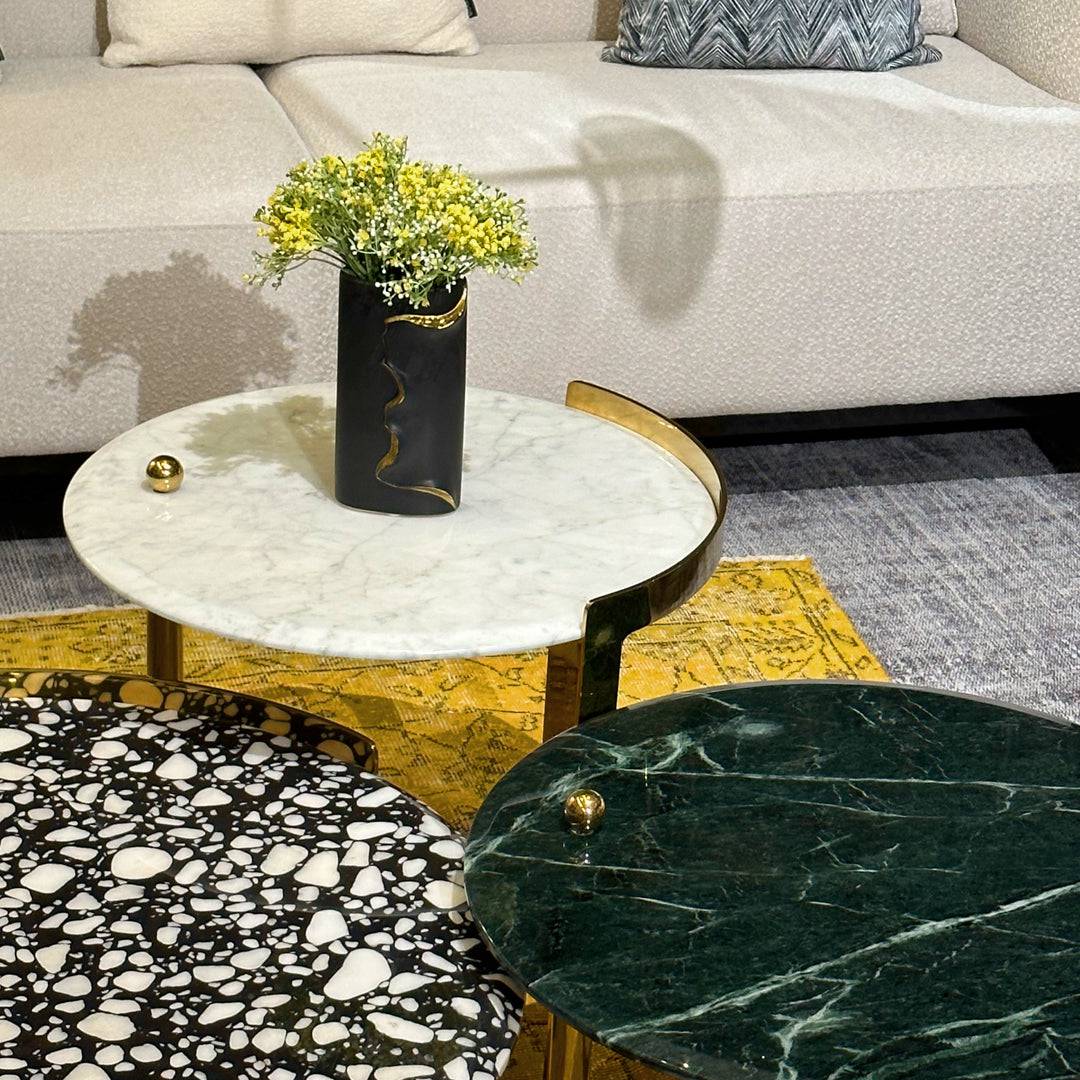 Set Of 3 Natural Marble Center Table Tg-631 -  Coffee Tables - ebarza Furniture UAE | Shop Modern Furniture in Abu Dhabi & Dubai - مفروشات ايبازرا في الامارات | تسوق اثاث عصري وديكورات مميزة في دبي وابوظبي
