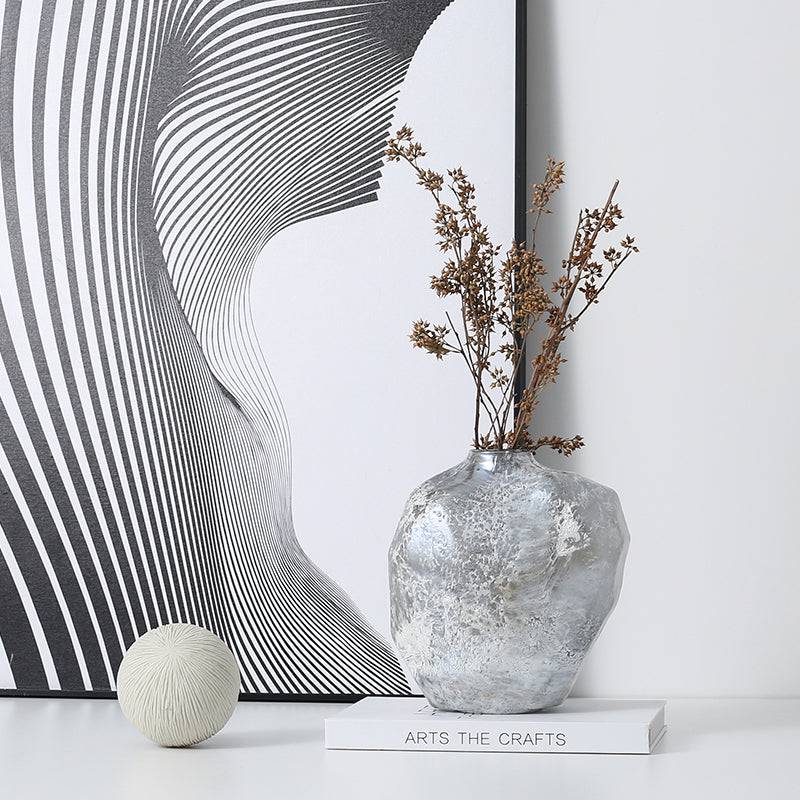 Shaped Silver Bottle High B Fb-Zs2119B -  Vases - ebarza Furniture UAE | Shop Modern Furniture in Abu Dhabi & Dubai - مفروشات ايبازرا في الامارات | تسوق اثاث عصري وديكورات مميزة في دبي وابوظبي