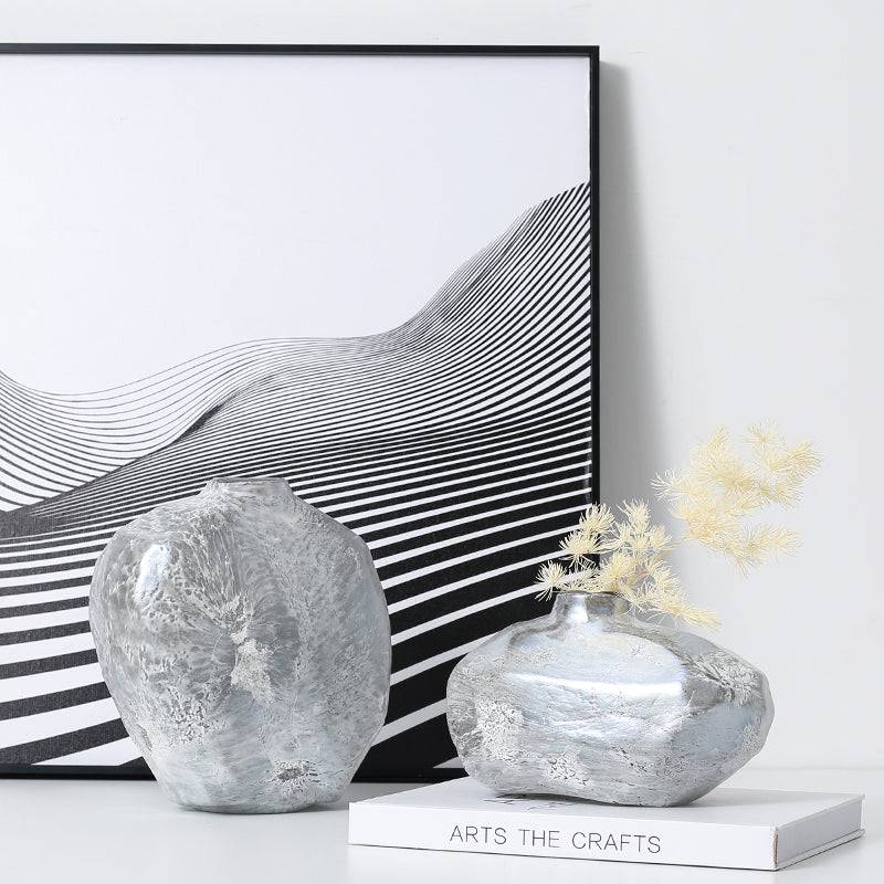 Shaped Silver Bottle High B Fb-Zs2119B -  Vases - ebarza Furniture UAE | Shop Modern Furniture in Abu Dhabi & Dubai - مفروشات ايبازرا في الامارات | تسوق اثاث عصري وديكورات مميزة في دبي وابوظبي