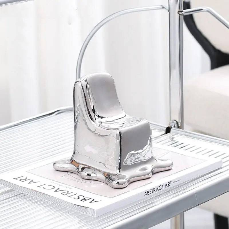 Silver Ceramic Chair Sculpture Fd-D22036 -  Home Decor Figurines - ebarza Furniture UAE | Shop Modern Furniture in Abu Dhabi & Dubai - مفروشات ايبازرا في الامارات | تسوق اثاث عصري وديكورات مميزة في دبي وابوظبي