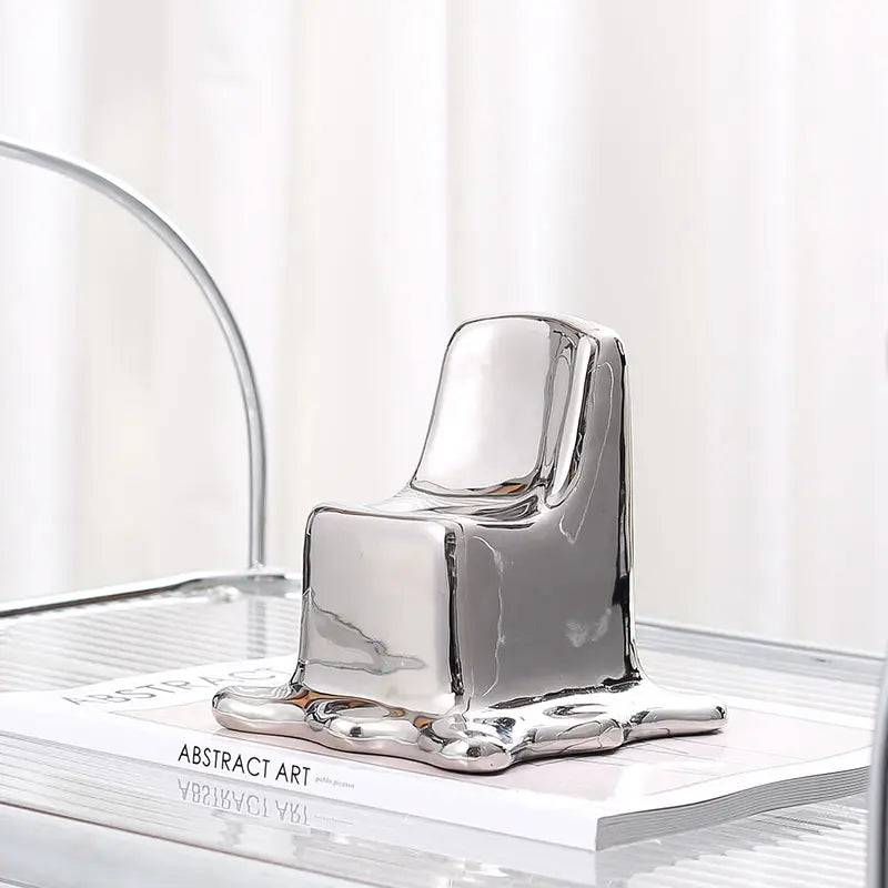 Silver Ceramic Chair Sculpture Fd-D22036 -  Home Decor Figurines - ebarza Furniture UAE | Shop Modern Furniture in Abu Dhabi & Dubai - مفروشات ايبازرا في الامارات | تسوق اثاث عصري وديكورات مميزة في دبي وابوظبي