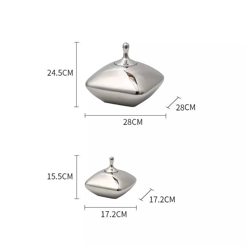 Silver Ceramic Jar - Medium Fd-D22043B -  Vases - ebarza Furniture UAE | Shop Modern Furniture in Abu Dhabi & Dubai - مفروشات ايبازرا في الامارات | تسوق اثاث عصري وديكورات مميزة في دبي وابوظبي