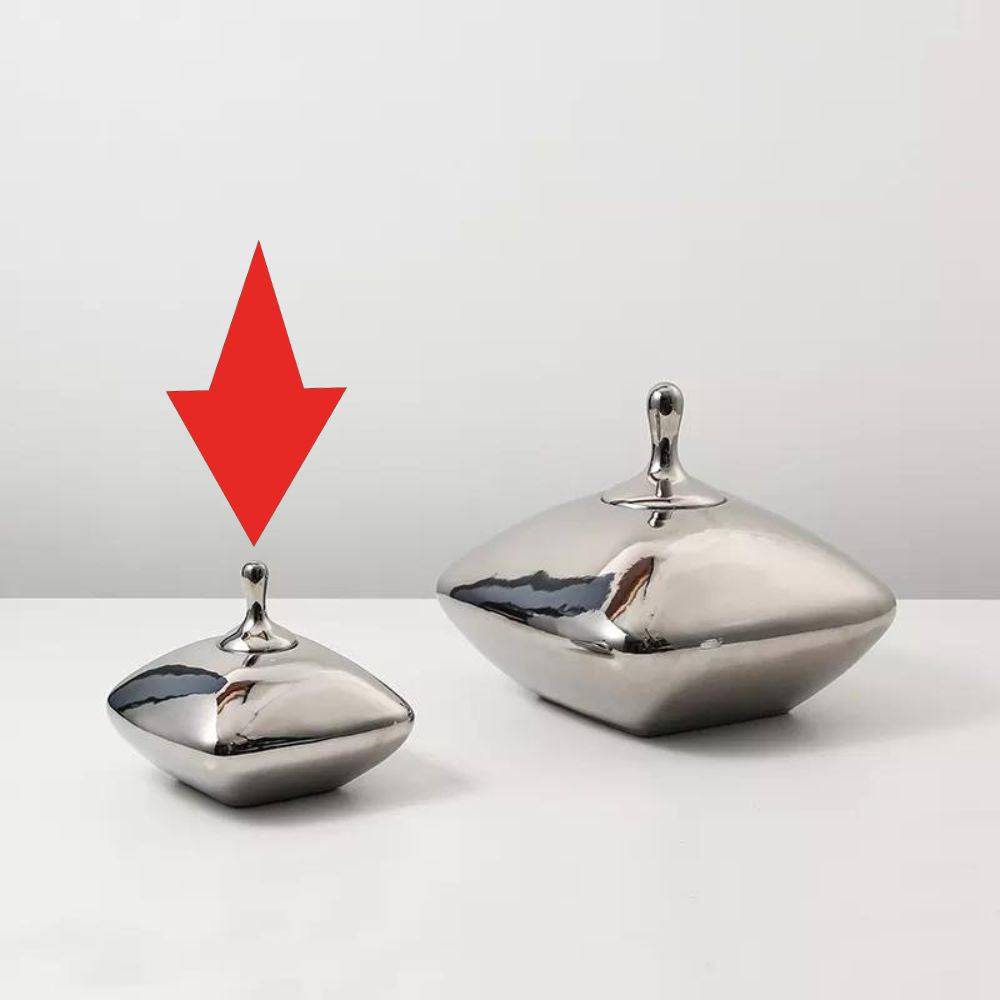 Silver Ceramic Jar - Medium Fd-D22043B -  Vases - ebarza Furniture UAE | Shop Modern Furniture in Abu Dhabi & Dubai - مفروشات ايبازرا في الامارات | تسوق اثاث عصري وديكورات مميزة في دبي وابوظبي