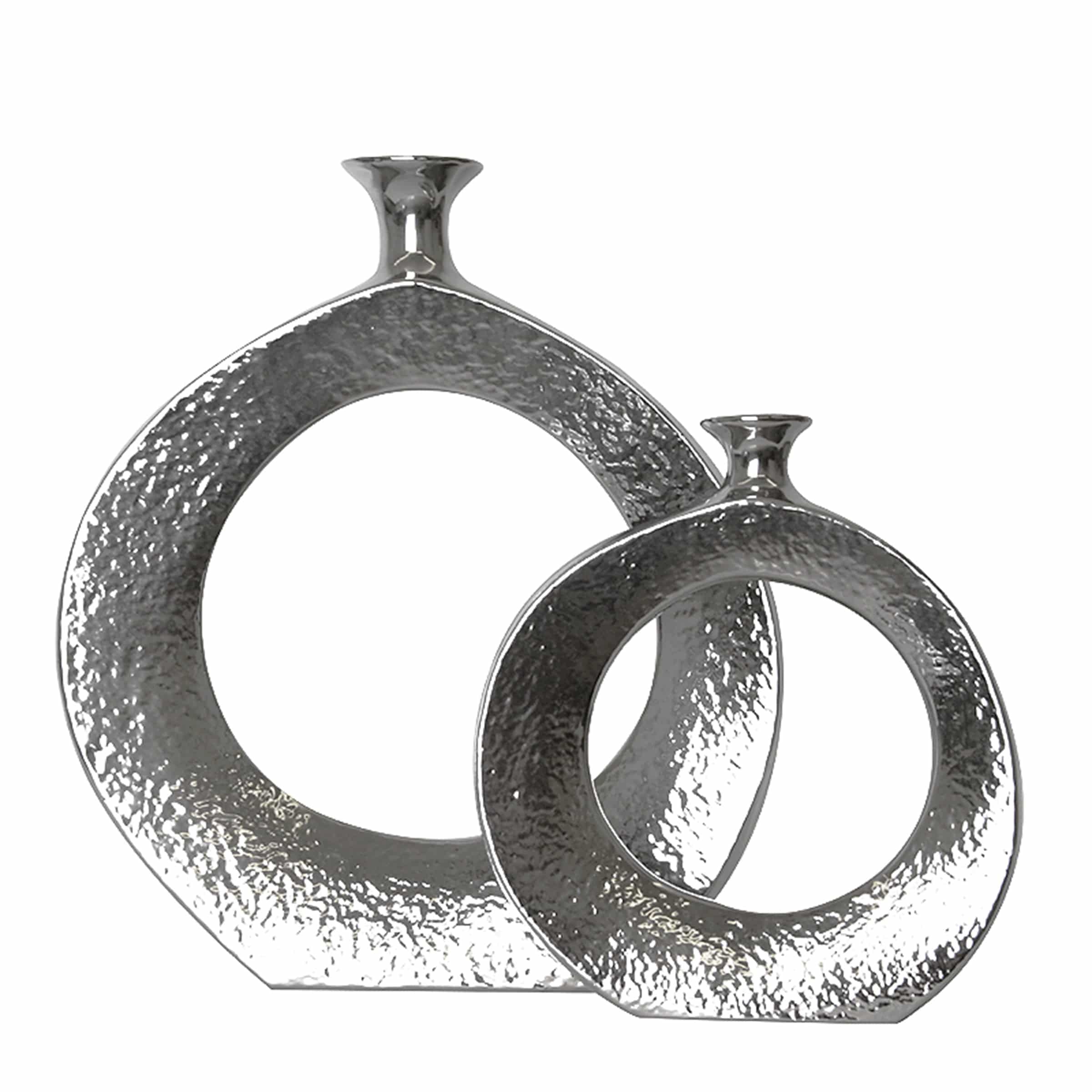 Silver Circle Vase-A Fa-D1960A -  Vases - ebarza Furniture UAE | Shop Modern Furniture in Abu Dhabi & Dubai - مفروشات ايبازرا في الامارات | تسوق اثاث عصري وديكورات مميزة في دبي وابوظبي
