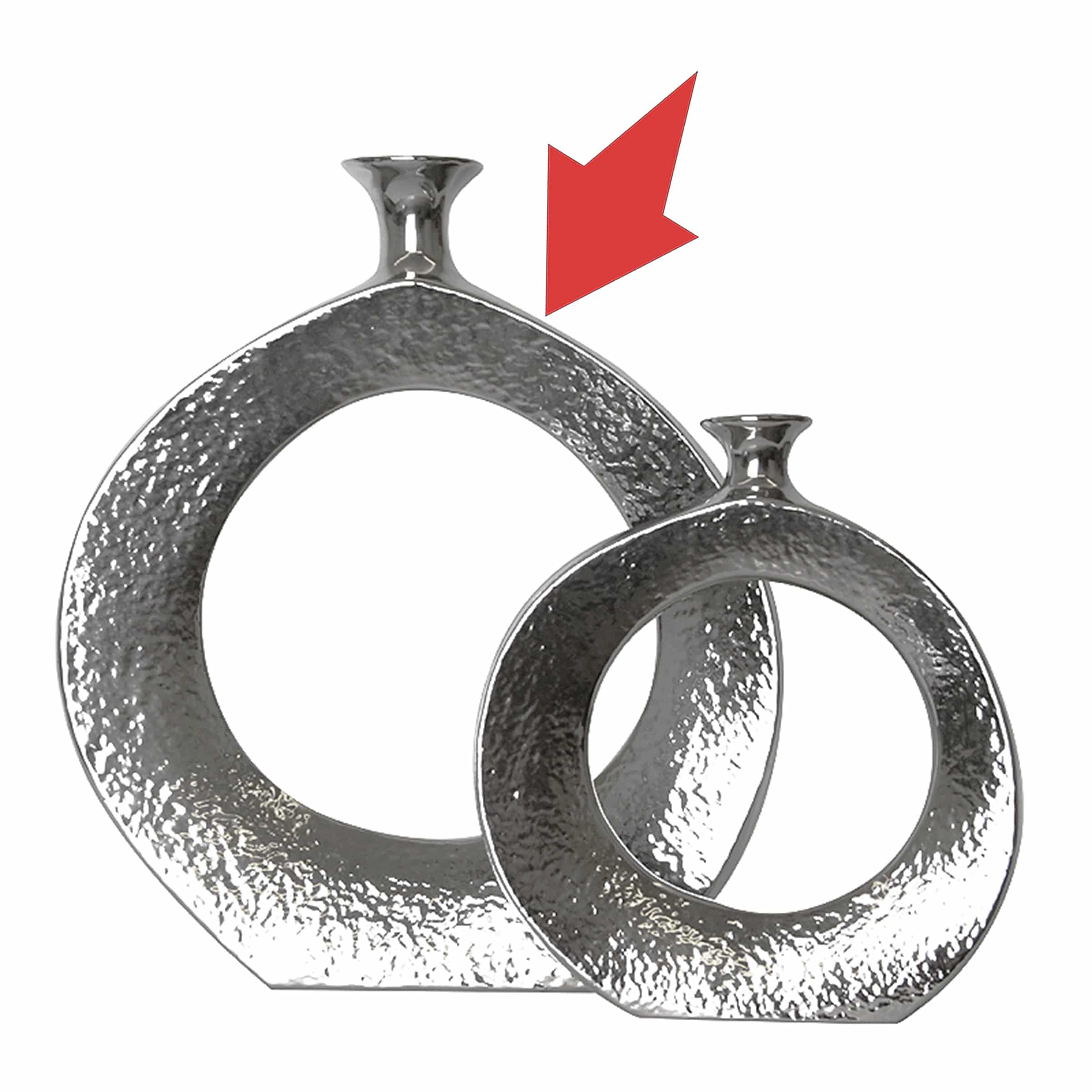 Silver Circle Vase-A Fa-D1960A -  Vases - ebarza Furniture UAE | Shop Modern Furniture in Abu Dhabi & Dubai - مفروشات ايبازرا في الامارات | تسوق اثاث عصري وديكورات مميزة في دبي وابوظبي