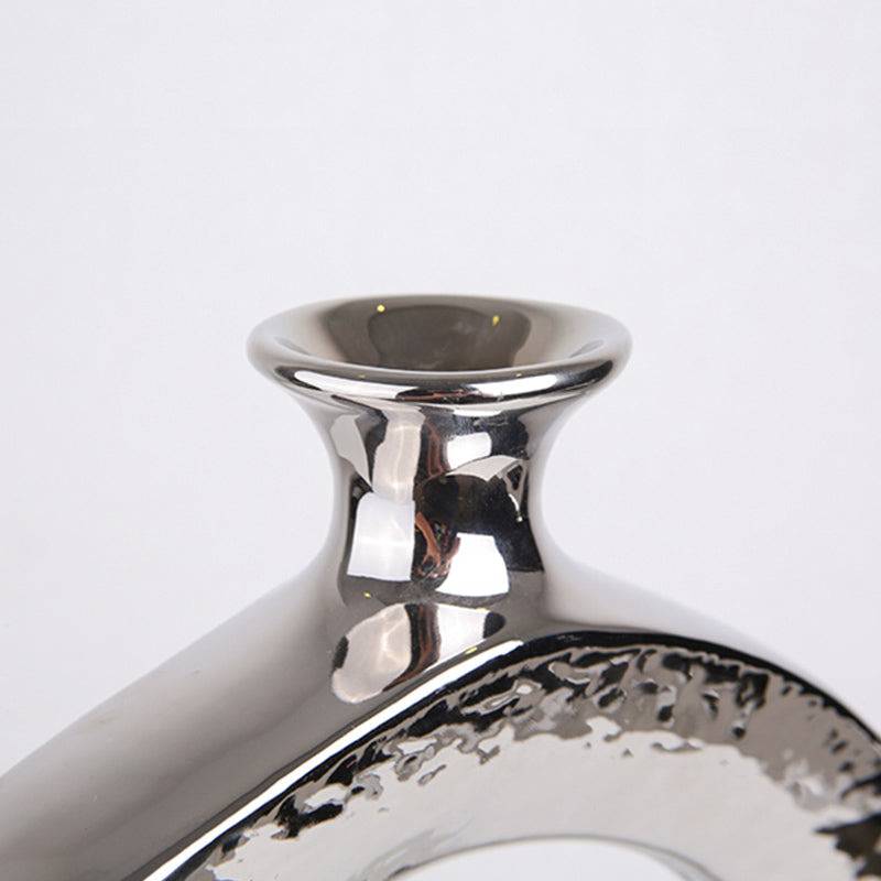 Silver Circle Vase-B Fa-D1960B -  Vases - ebarza Furniture UAE | Shop Modern Furniture in Abu Dhabi & Dubai - مفروشات ايبازرا في الامارات | تسوق اثاث عصري وديكورات مميزة في دبي وابوظبي