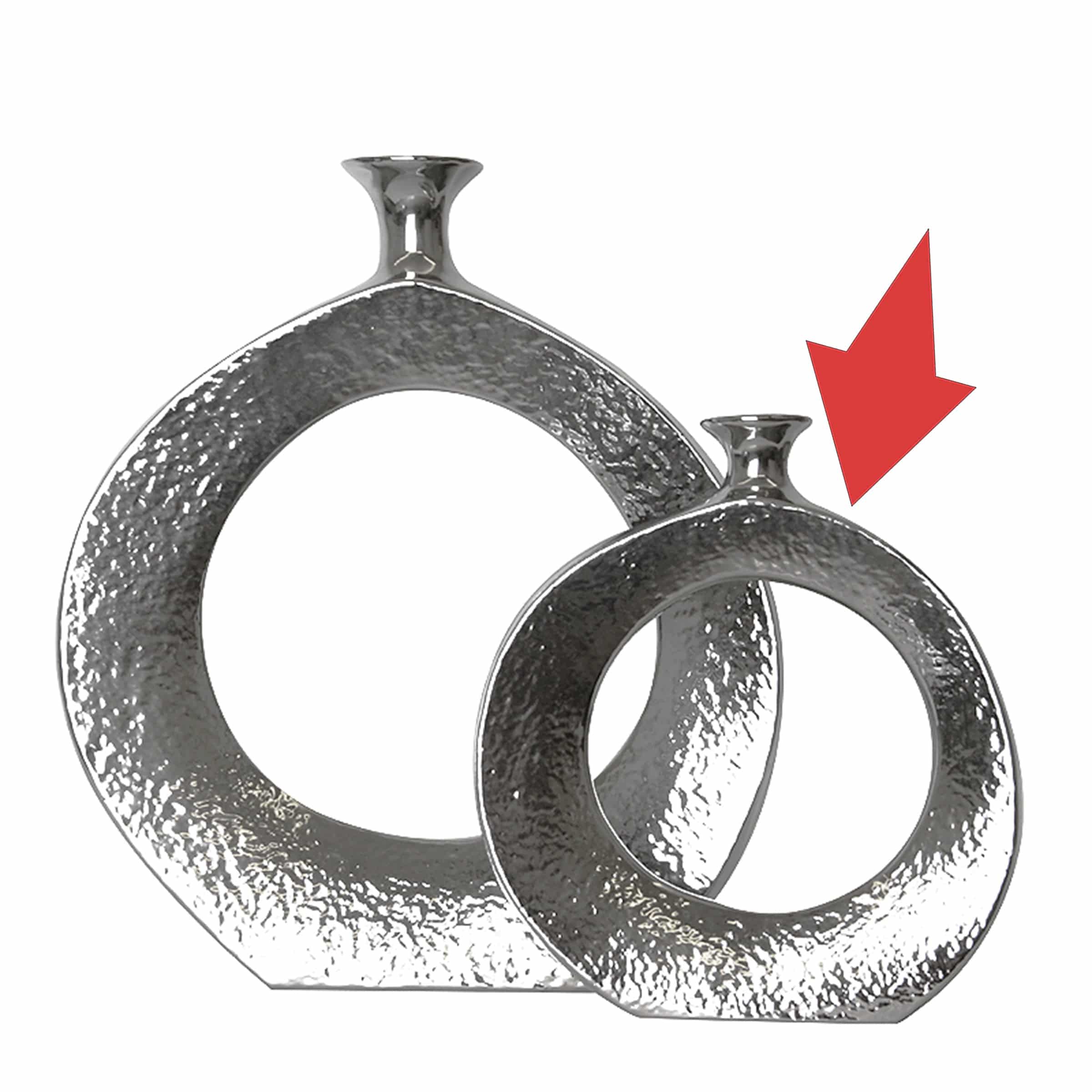 Silver Circle Vase-B Fa-D1960B -  Vases - ebarza Furniture UAE | Shop Modern Furniture in Abu Dhabi & Dubai - مفروشات ايبازرا في الامارات | تسوق اثاث عصري وديكورات مميزة في دبي وابوظبي