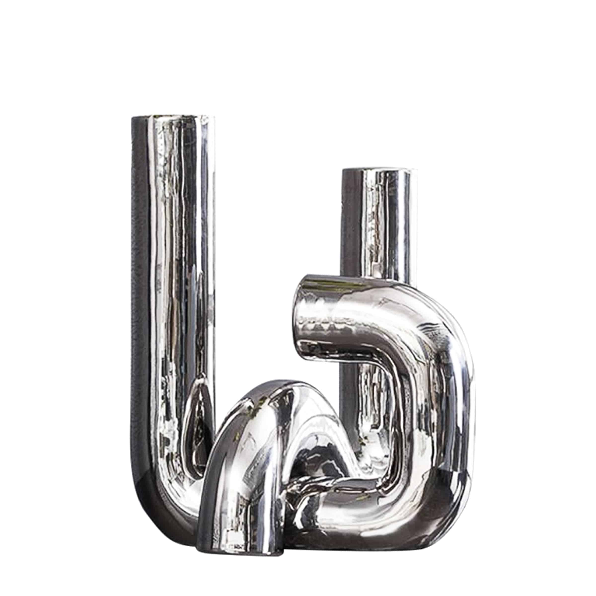 Silver Curved Ornament Fa-D21109 -  Vases - ebarza Furniture UAE | Shop Modern Furniture in Abu Dhabi & Dubai - مفروشات ايبازرا في الامارات | تسوق اثاث عصري وديكورات مميزة في دبي وابوظبي