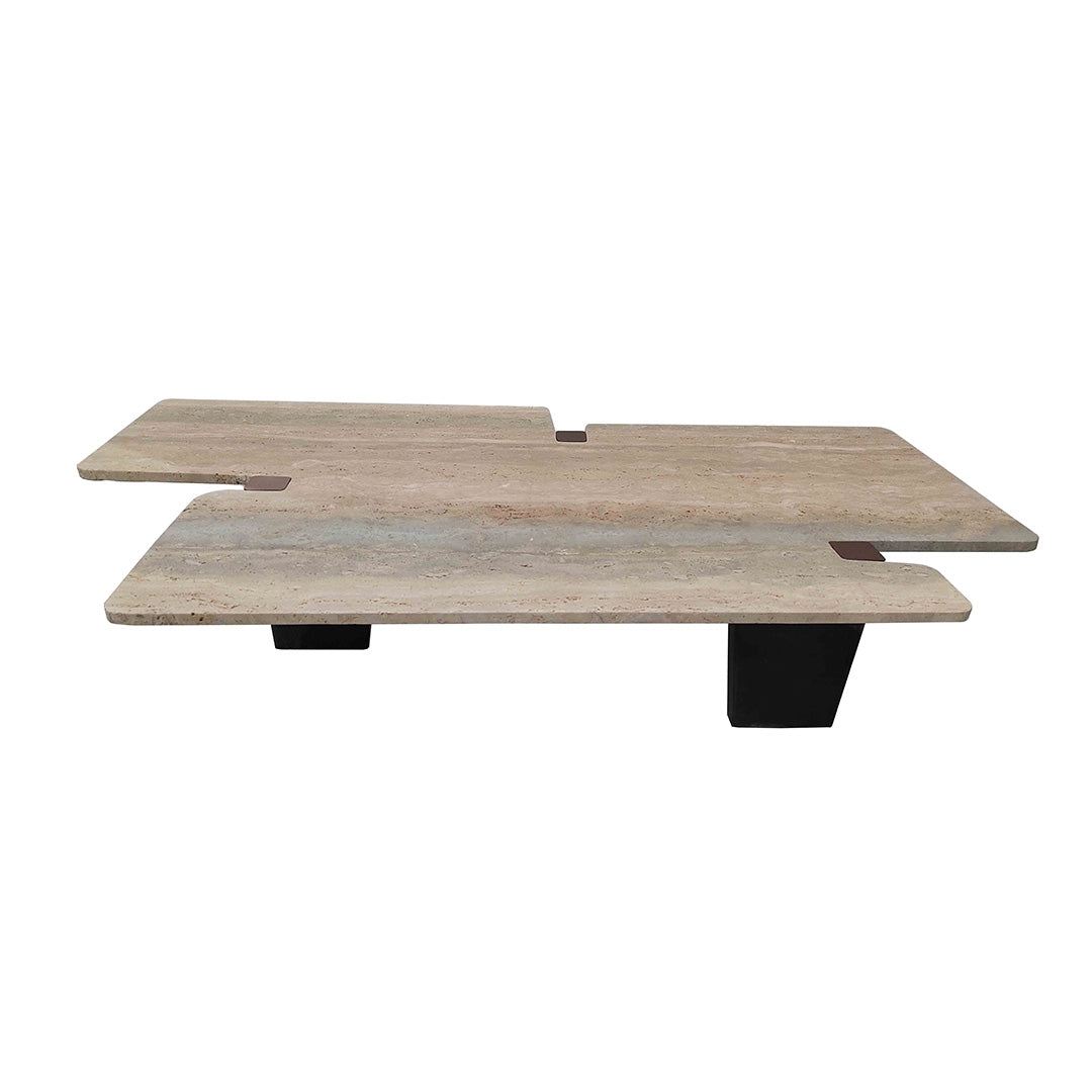 Silvia Travertine Center Table - 449CTS -  Coffee tables - ebarza Furniture UAE | Shop Modern Furniture in Abu Dhabi & Dubai - مفروشات ايبازرا في الامارات | تسوق اثاث عصري وديكورات مميزة في دبي وابوظبي