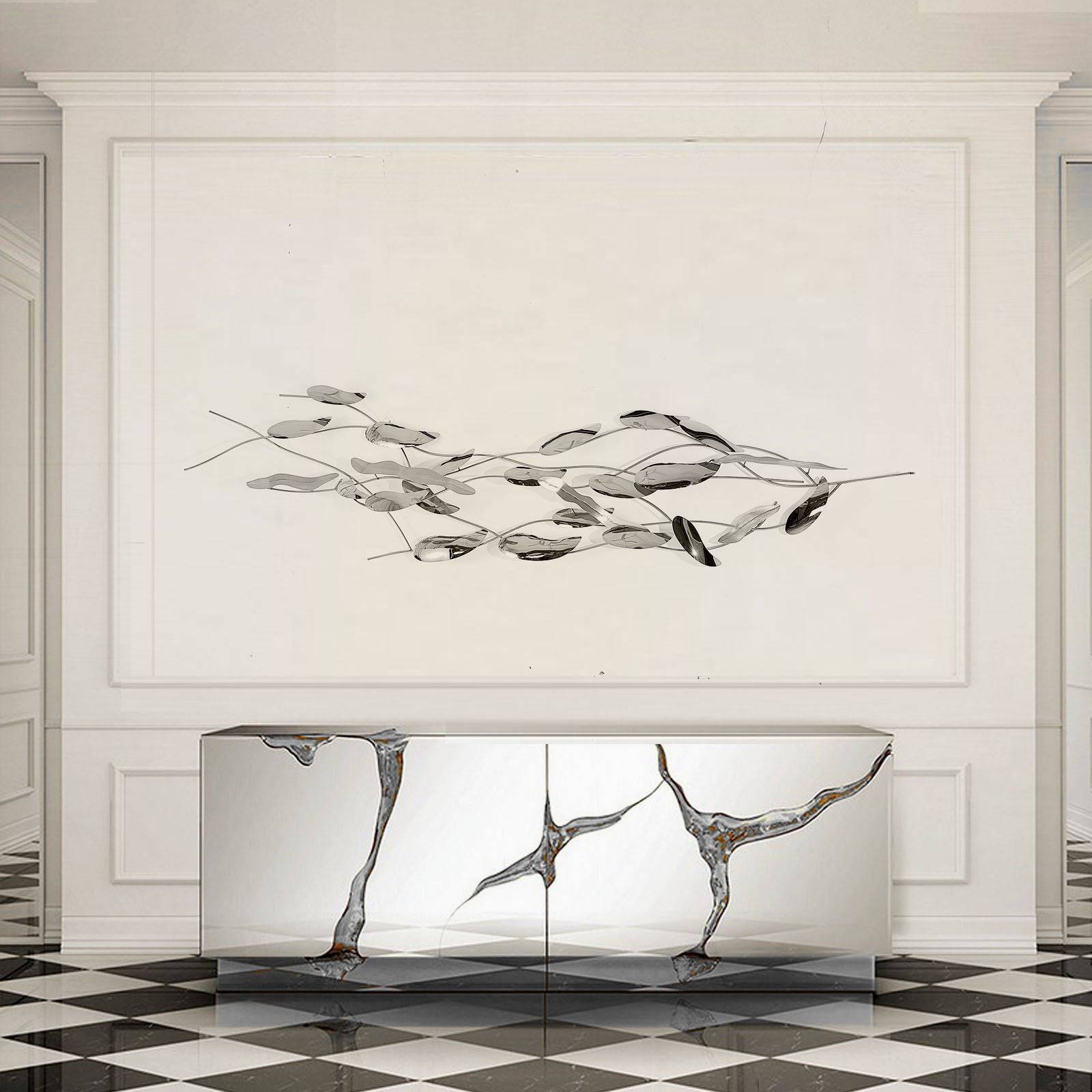 Soft Leaves Handcrafted Stainless Steel Artwork Z08022-C -  Artwork - ebarza Furniture UAE | Shop Modern Furniture in Abu Dhabi & Dubai - مفروشات ايبازرا في الامارات | تسوق اثاث عصري وديكورات مميزة في دبي وابوظبي