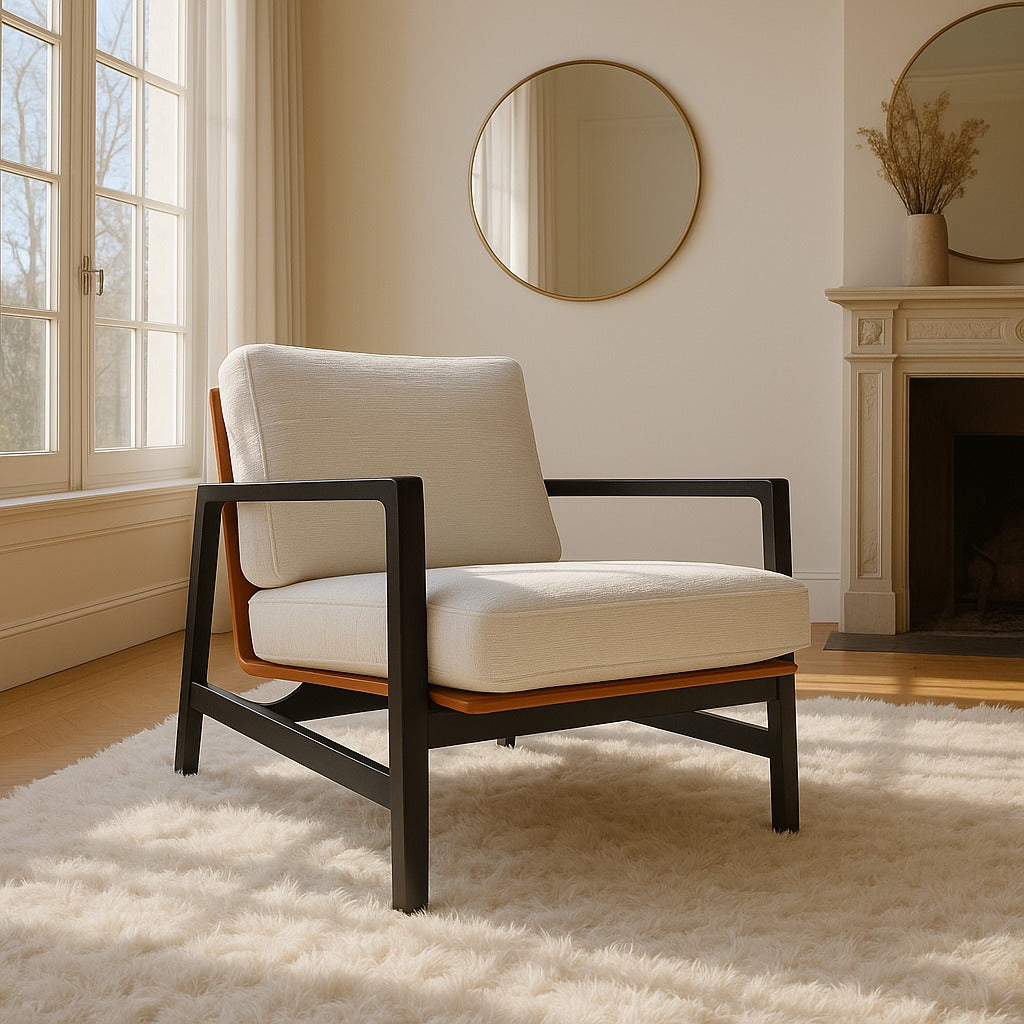 Solid Wood And Saddle Leather Armchair MLL-A106 -  Armchairs - ebarza Furniture UAE | Shop Modern Furniture in Abu Dhabi & Dubai - مفروشات ايبازرا في الامارات | تسوق اثاث عصري وديكورات مميزة في دبي وابوظبي