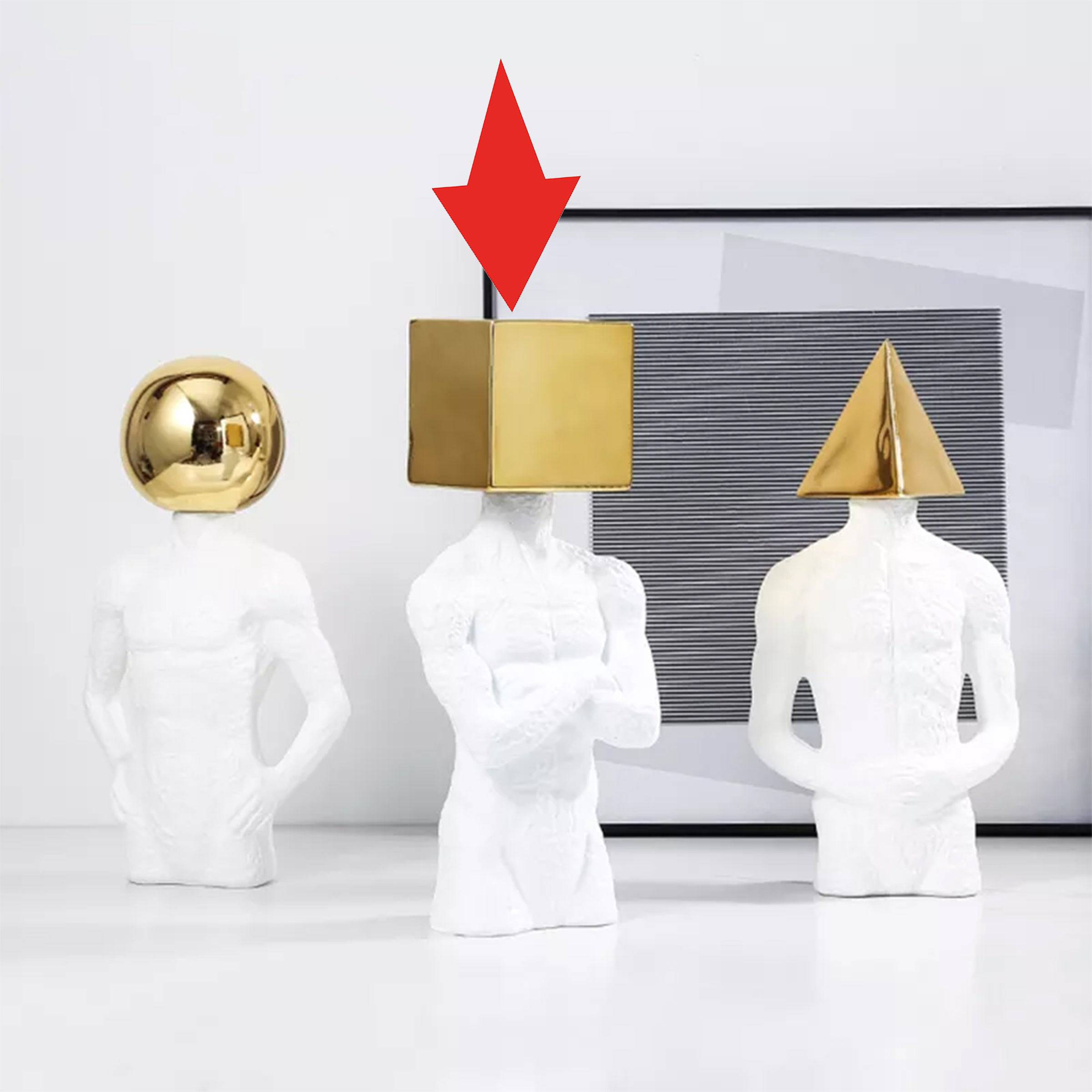 Square Man Gold A Fc-Sz2193A -  Home Decor Figurines - ebarza Furniture UAE | Shop Modern Furniture in Abu Dhabi & Dubai - مفروشات ايبازرا في الامارات | تسوق اثاث عصري وديكورات مميزة في دبي وابوظبي