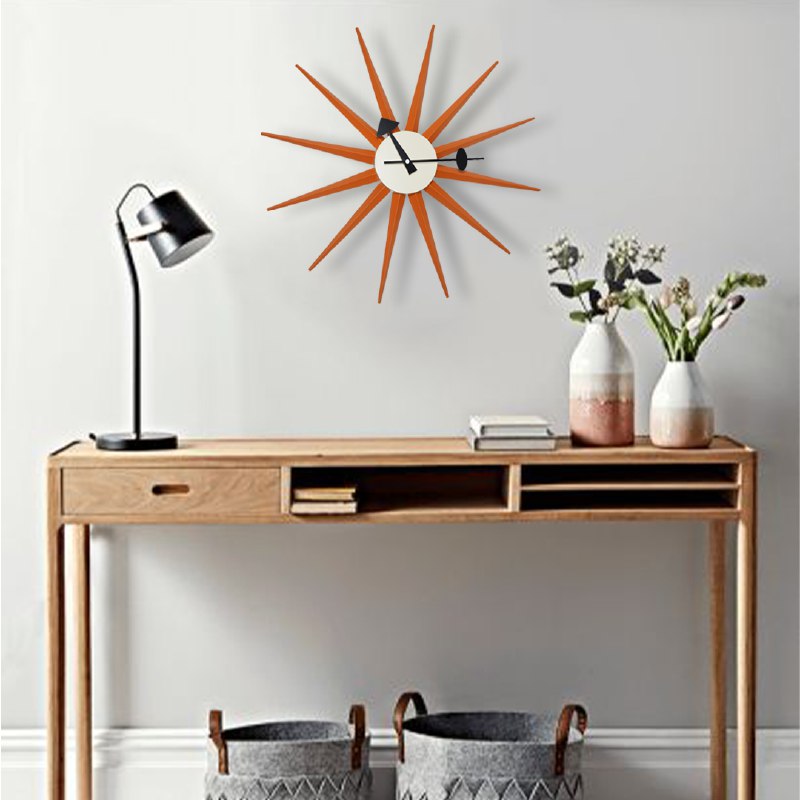 Sun Wall Clock Cw08-Orange -  Clocks - ebarza Furniture UAE | Shop Modern Furniture in Abu Dhabi & Dubai - مفروشات ايبازرا في الامارات | تسوق اثاث عصري وديكورات مميزة في دبي وابوظبي