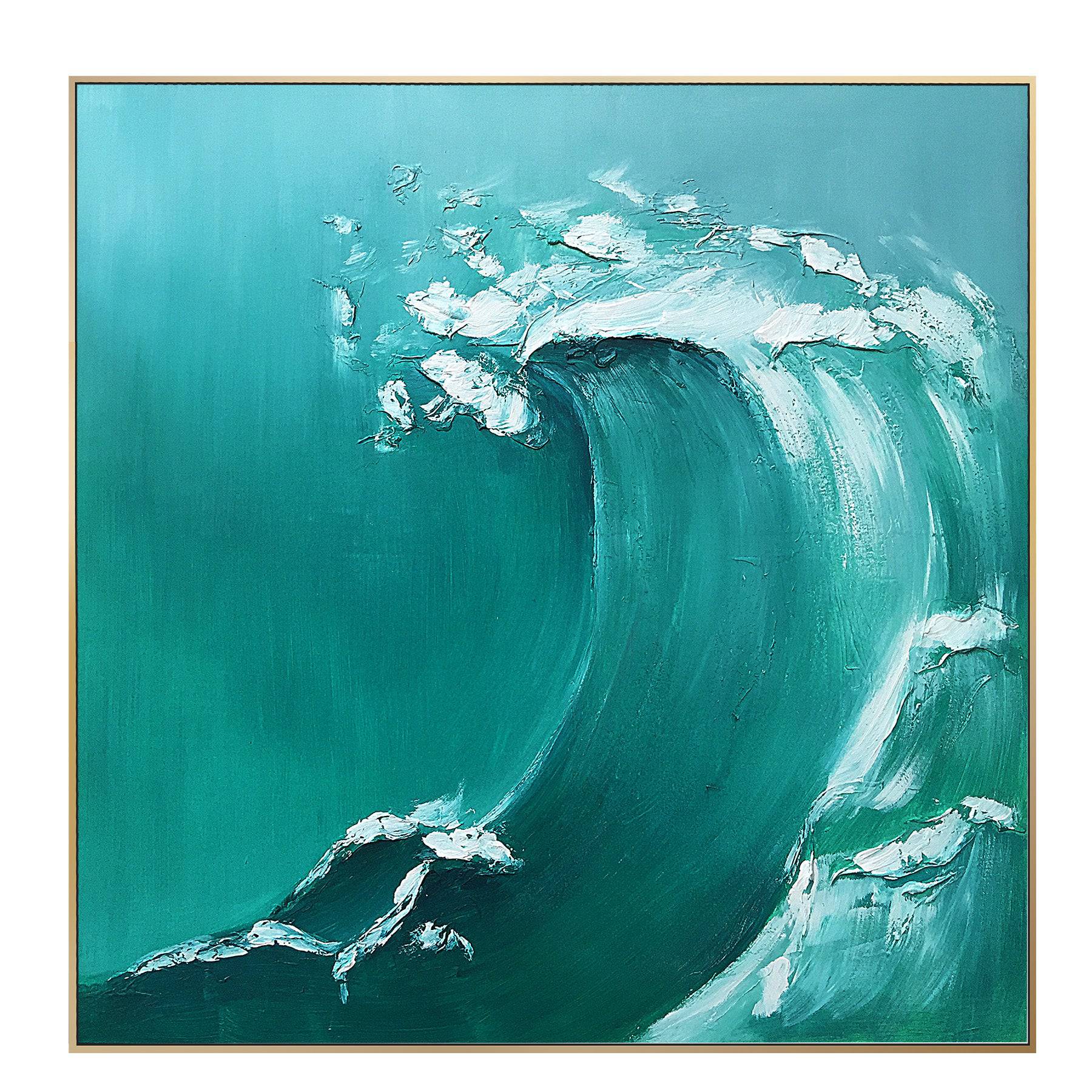 AS IS - The Big Wave Hand Painted Art Painting With 140X140 Cm Frame Soaap0012 -  DISPLAY ITEM - ebarza Furniture UAE | Shop Modern Furniture in Abu Dhabi & Dubai - مفروشات ايبازرا في الامارات | تسوق اثاث عصري وديكورات مميزة في دبي وابوظبي