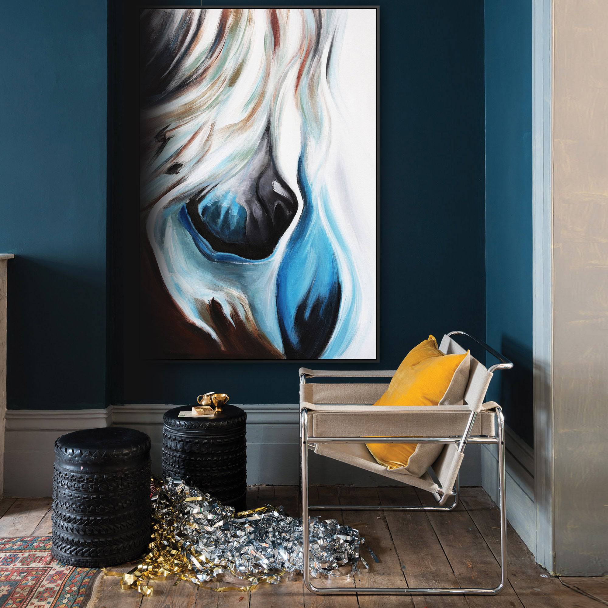 The Ice Horse Hand Painted Art Painting With Frame 130X90 Cm Soap0055 -  Paintings - ebarza Furniture UAE | Shop Modern Furniture in Abu Dhabi & Dubai - مفروشات ايبازرا في الامارات | تسوق اثاث عصري وديكورات مميزة في دبي وابوظبي