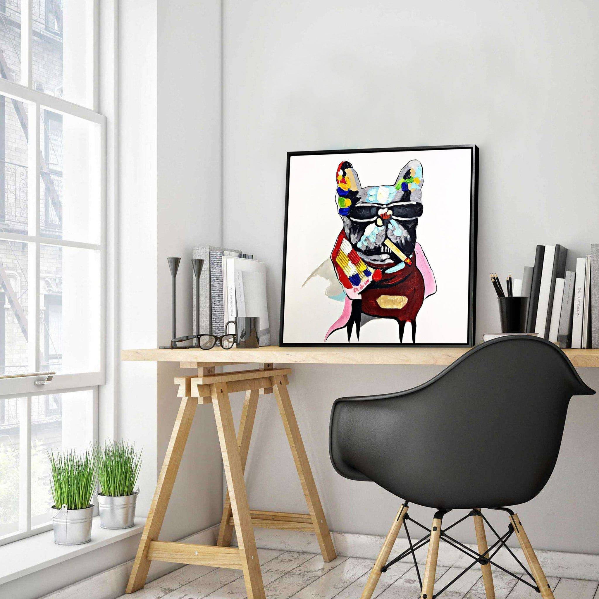 AS IS - Tough Dog Hand Painted Art Painting With Frame 65X65 Cm Pnd006S -  DISPLAY ITEM - ebarza Furniture UAE | Shop Modern Furniture in Abu Dhabi & Dubai - مفروشات ايبازرا في الامارات | تسوق اثاث عصري وديكورات مميزة في دبي وابوظبي