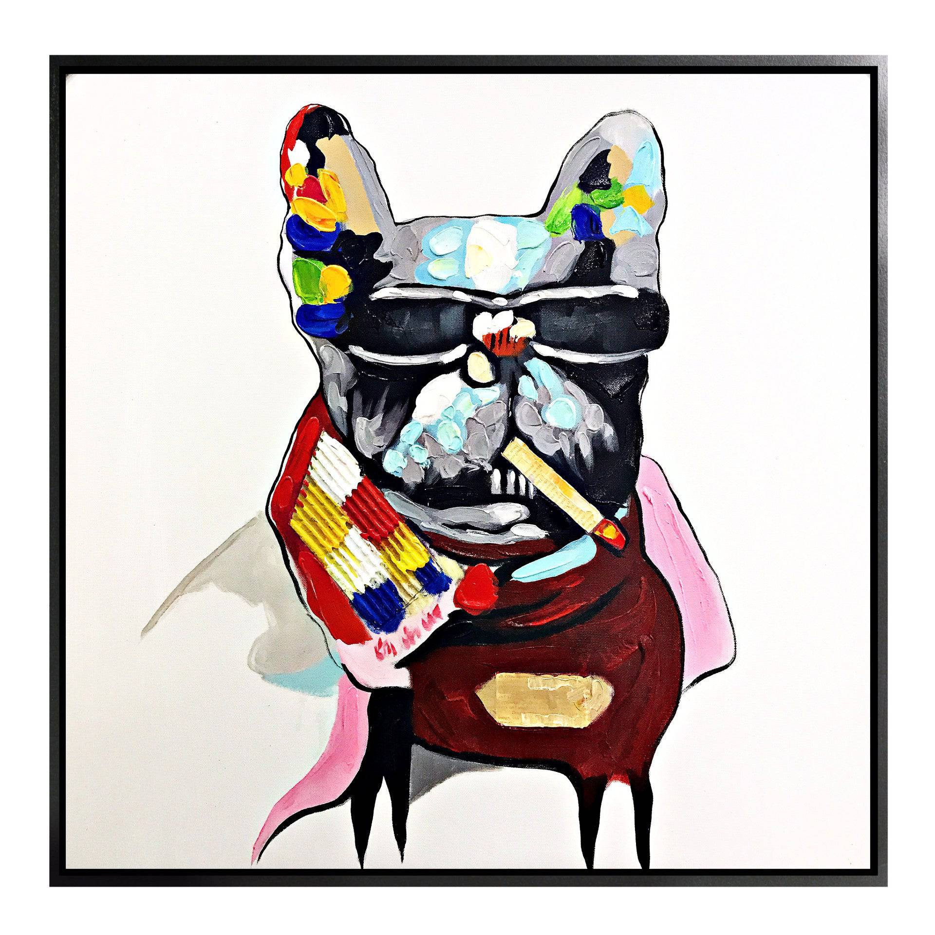 AS IS - Tough Dog Hand Painted Art Painting With Frame 65X65 Cm Pnd006S -  DISPLAY ITEM - ebarza Furniture UAE | Shop Modern Furniture in Abu Dhabi & Dubai - مفروشات ايبازرا في الامارات | تسوق اثاث عصري وديكورات مميزة في دبي وابوظبي