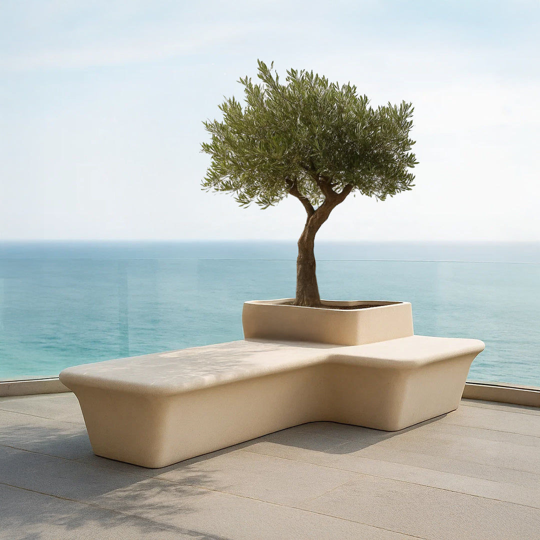 Outdoor/Indoor Beige Planter Box And Bench XK-8172A -  Planter Boxes - ebarza Furniture UAE | Shop Modern Furniture in Abu Dhabi & Dubai - مفروشات ايبازرا في الامارات | تسوق اثاث عصري وديكورات مميزة في دبي وابوظبي