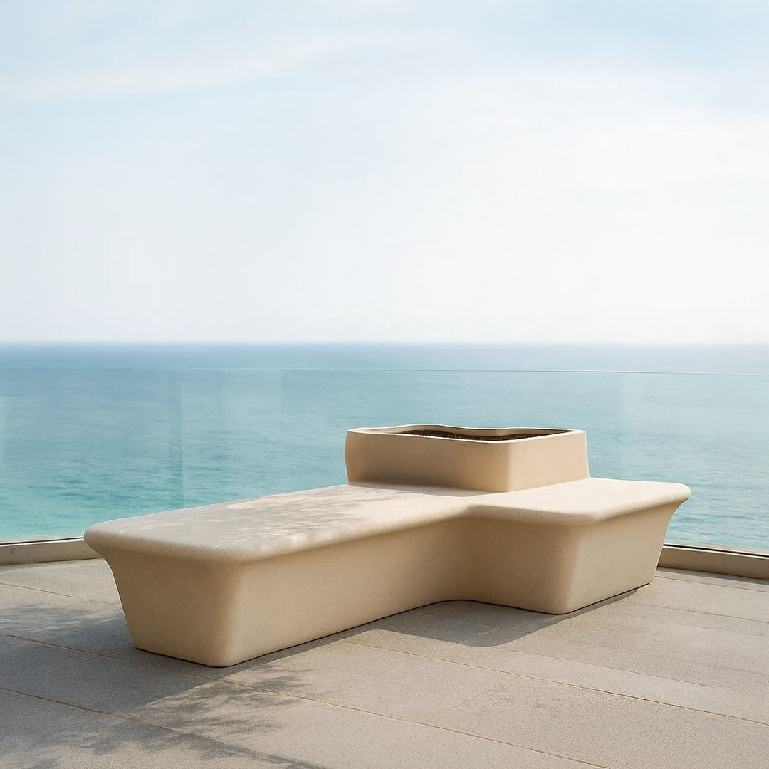 Outdoor/Indoor Beige Planter Box And Bench XK-8172A -  Planter Boxes - ebarza Furniture UAE | Shop Modern Furniture in Abu Dhabi & Dubai - مفروشات ايبازرا في الامارات | تسوق اثاث عصري وديكورات مميزة في دبي وابوظبي