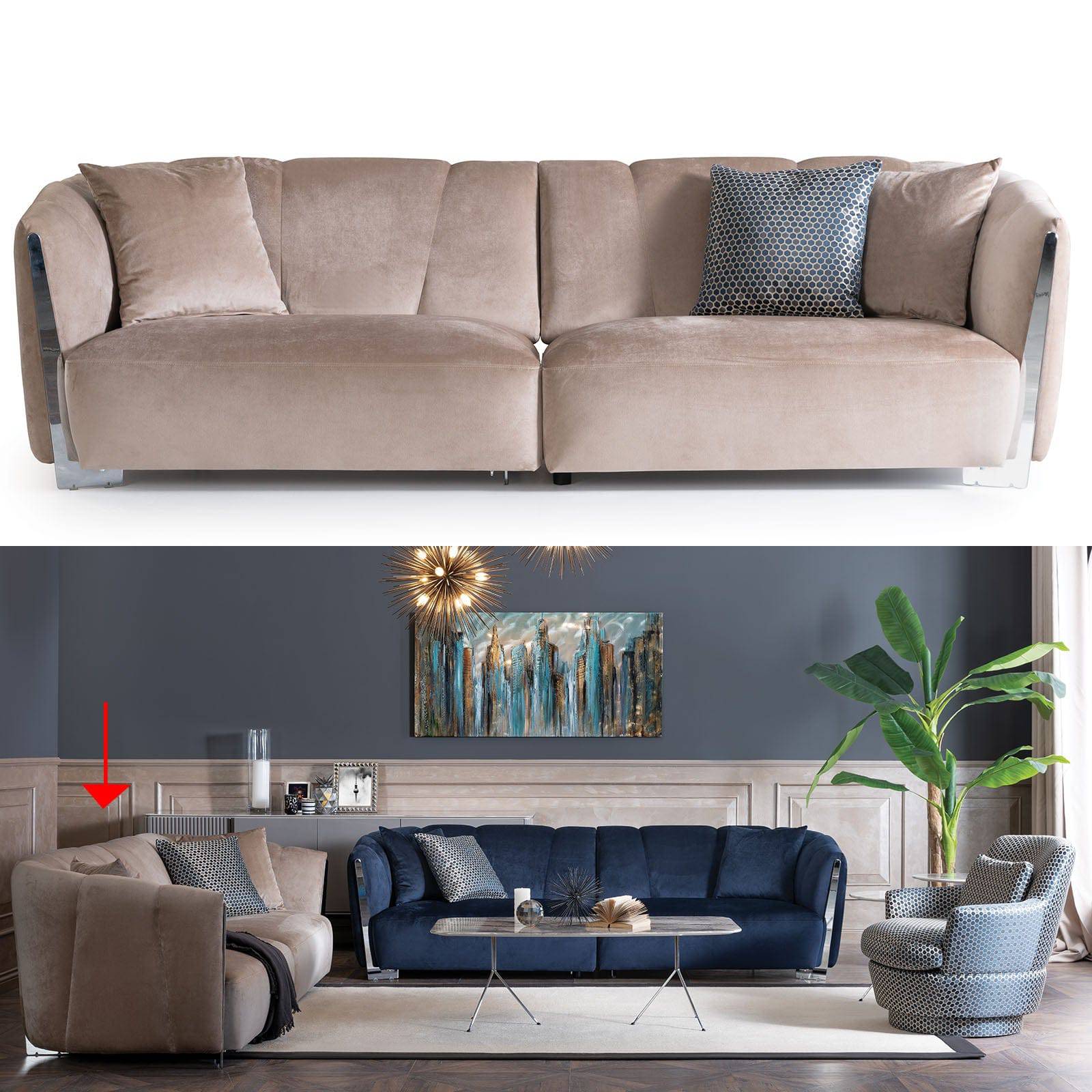 Ultra  3Seater Sofa Ultra-Beige -  Sofas - ebarza Furniture UAE | Shop Modern Furniture in Abu Dhabi & Dubai - مفروشات ايبازرا في الامارات | تسوق اثاث عصري وديكورات مميزة في دبي وابوظبي