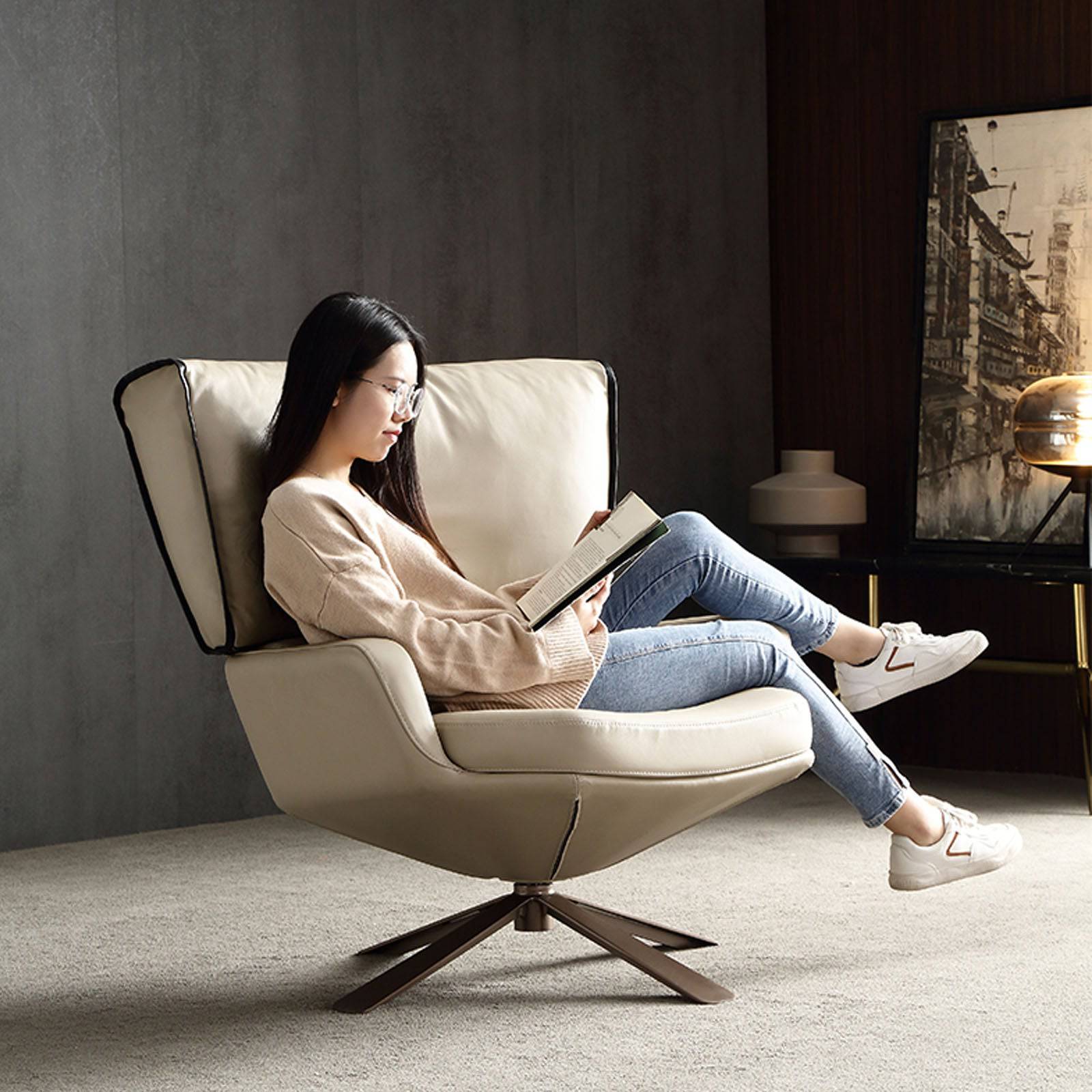 Varese Lounge Chair LC043-Beige -  Lounge Chairs - ebarza Furniture UAE | Shop Modern Furniture in Abu Dhabi & Dubai - مفروشات ايبازرا في الامارات | تسوق اثاث عصري وديكورات مميزة في دبي وابوظبي