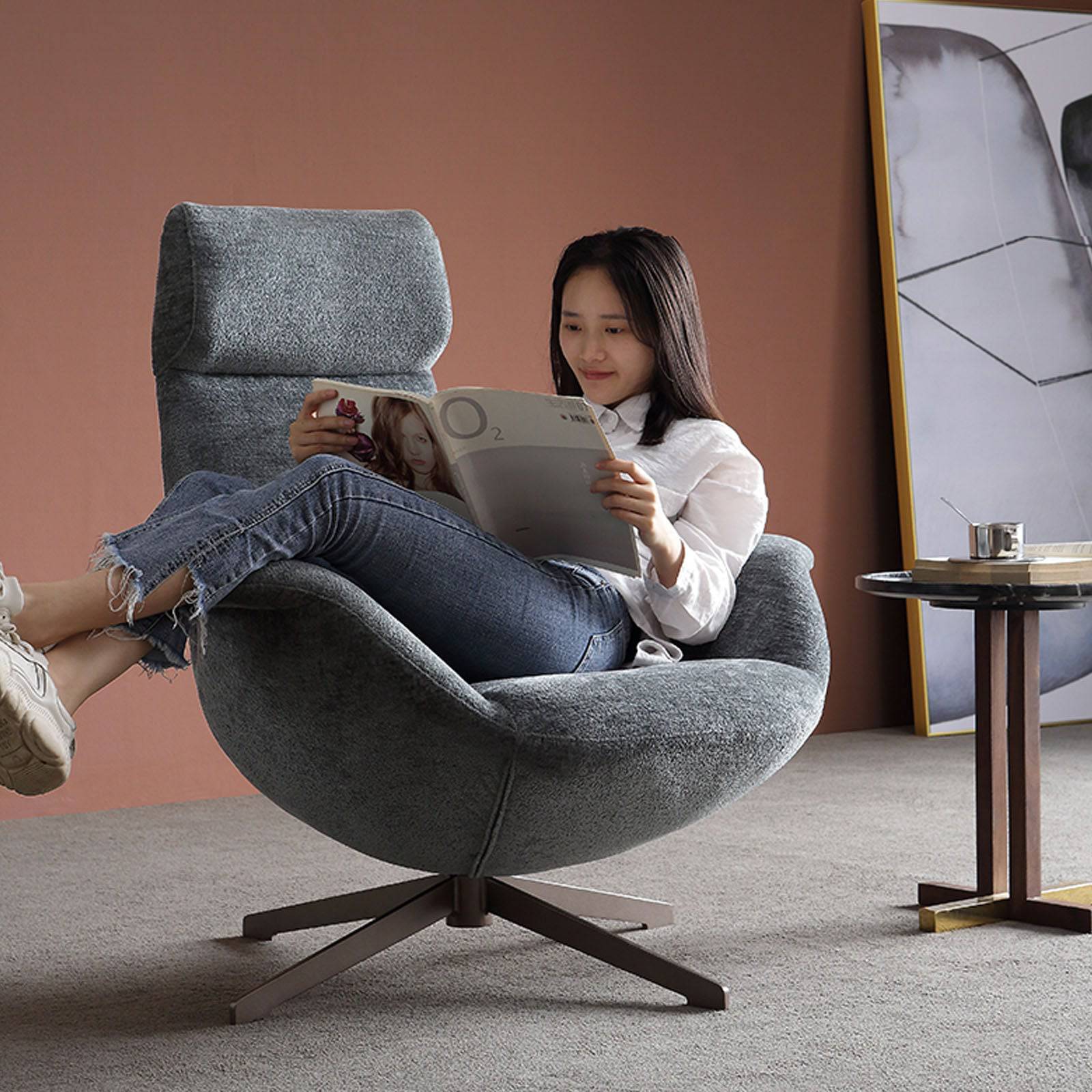 Venezia Swivel Lounge Chair LC015-Grey -  Lounge Chairs - ebarza Furniture UAE | Shop Modern Furniture in Abu Dhabi & Dubai - مفروشات ايبازرا في الامارات | تسوق اثاث عصري وديكورات مميزة في دبي وابوظبي