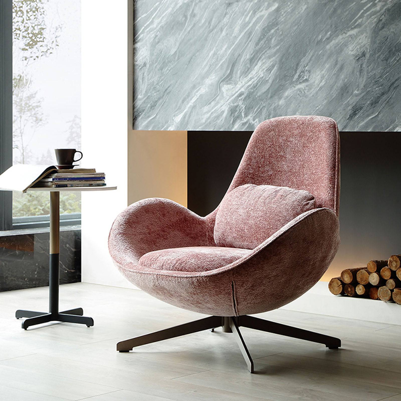 Vigo Swivel Lounge Chair Lc017-P -  Lounge Chairs - ebarza Furniture UAE | Shop Modern Furniture in Abu Dhabi & Dubai - مفروشات ايبازرا في الامارات | تسوق اثاث عصري وديكورات مميزة في دبي وابوظبي