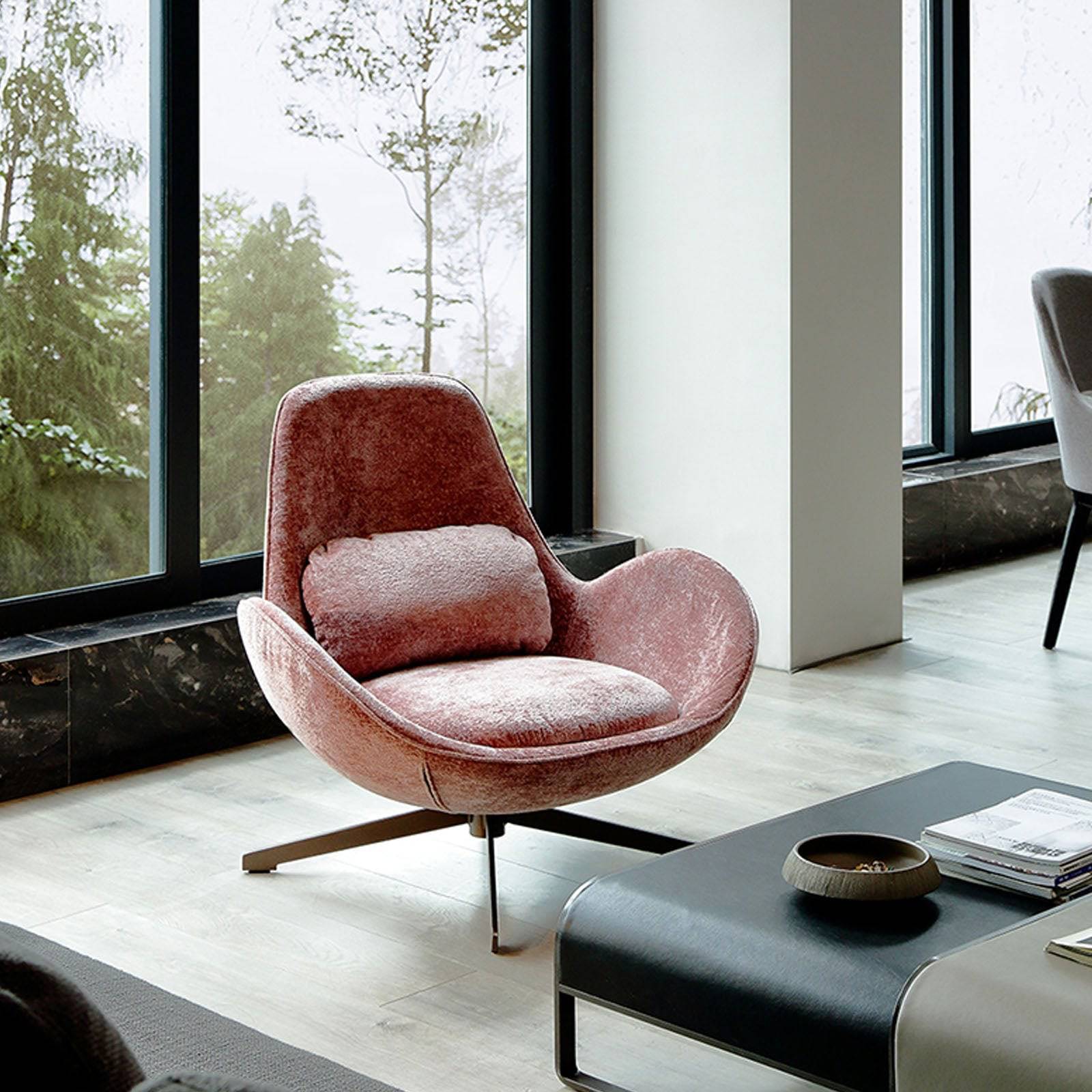 Vigo Swivel Lounge Chair Lc017-P -  Lounge Chairs - ebarza Furniture UAE | Shop Modern Furniture in Abu Dhabi & Dubai - مفروشات ايبازرا في الامارات | تسوق اثاث عصري وديكورات مميزة في دبي وابوظبي