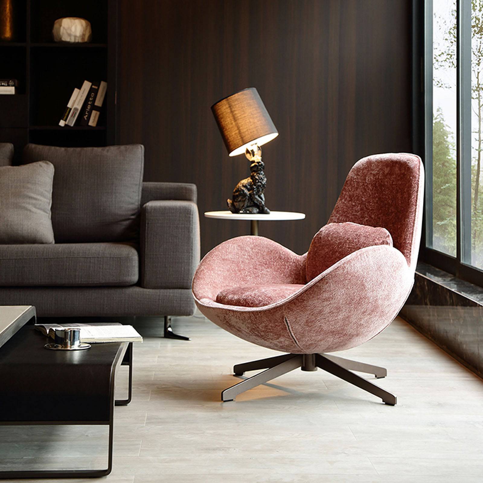 Vigo Swivel Lounge Chair Lc017-P -  Lounge Chairs - ebarza Furniture UAE | Shop Modern Furniture in Abu Dhabi & Dubai - مفروشات ايبازرا في الامارات | تسوق اثاث عصري وديكورات مميزة في دبي وابوظبي