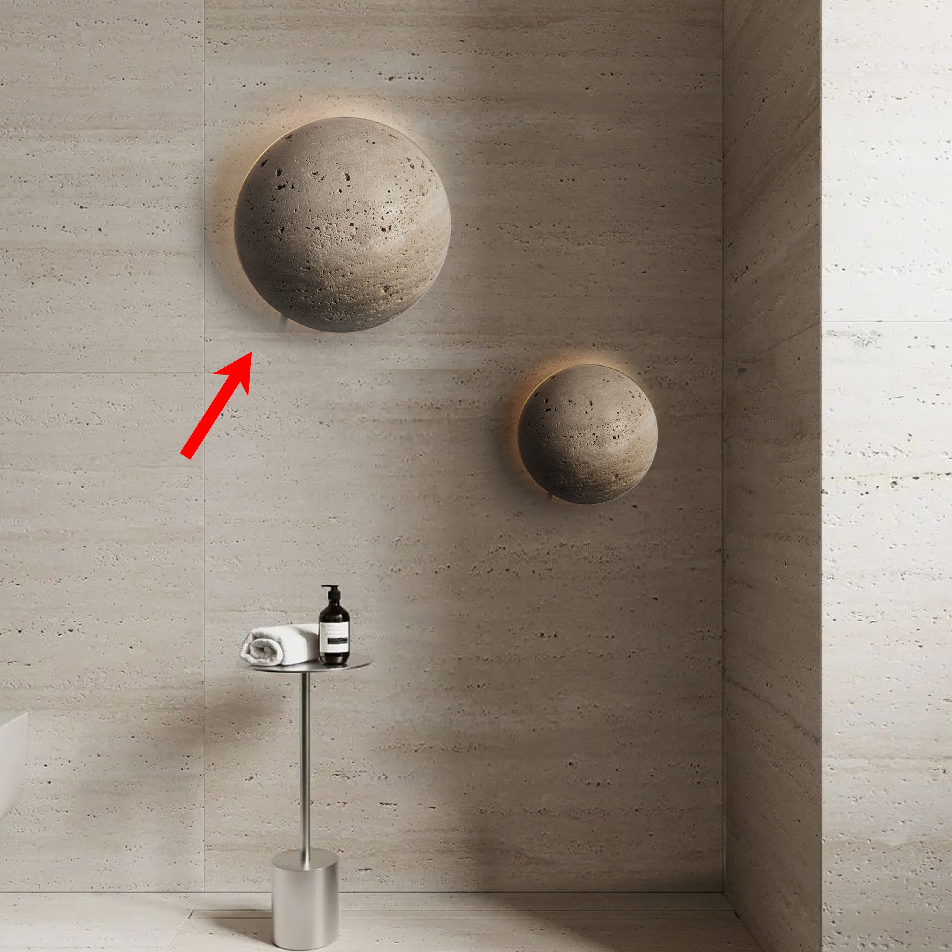 Beige natural Travertine marble  Wall lamp 60109-W30 -  Wall Lamps - ebarza Furniture UAE | Shop Modern Furniture in Abu Dhabi & Dubai - مفروشات ايبازرا في الامارات | تسوق اثاث عصري وديكورات مميزة في دبي وابوظبي