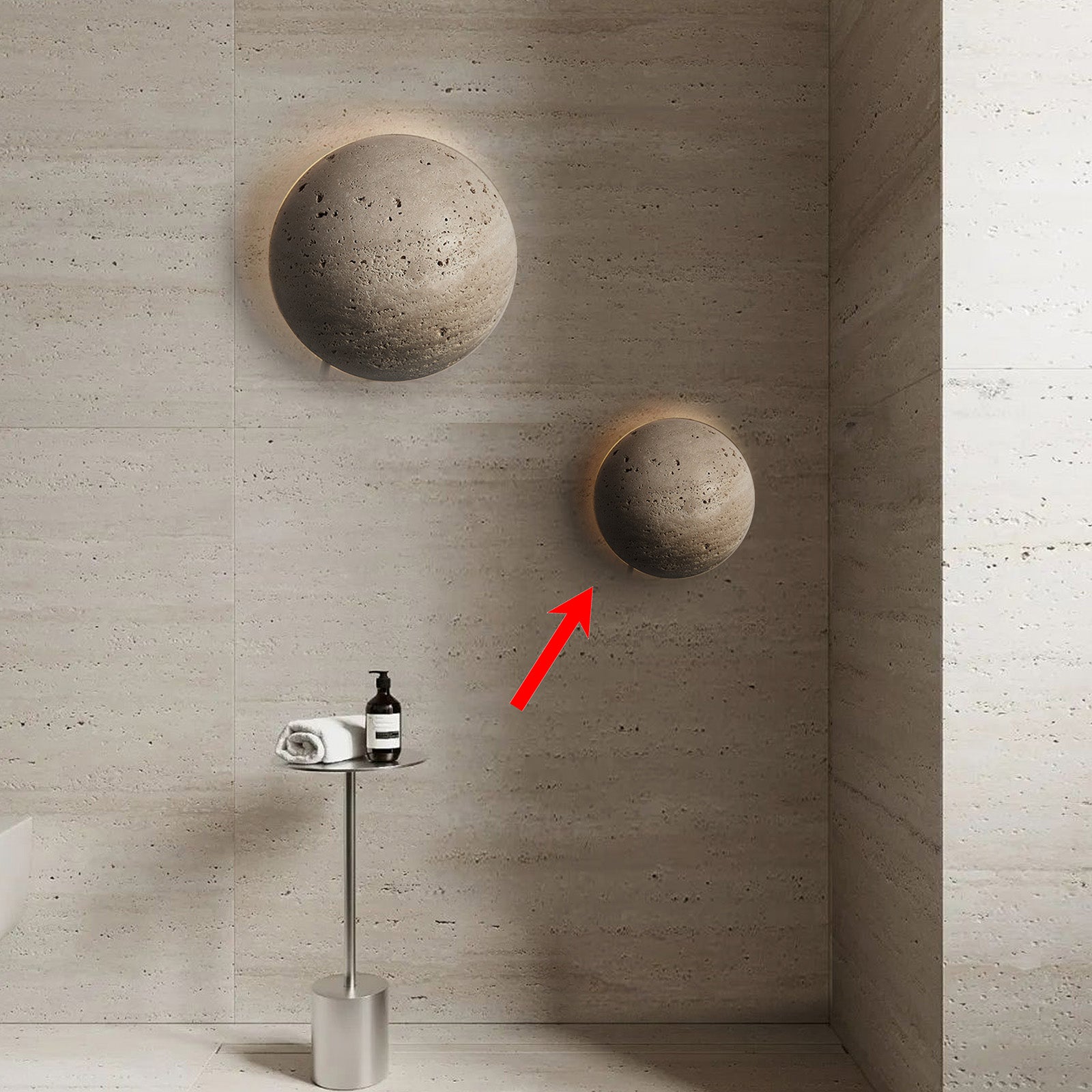 Beige Natural Travertine Marble  Wall Lamp 60109-W1 -  Wall Lamps - ebarza Furniture UAE | Shop Modern Furniture in Abu Dhabi & Dubai - مفروشات ايبازرا في الامارات | تسوق اثاث عصري وديكورات مميزة في دبي وابوظبي