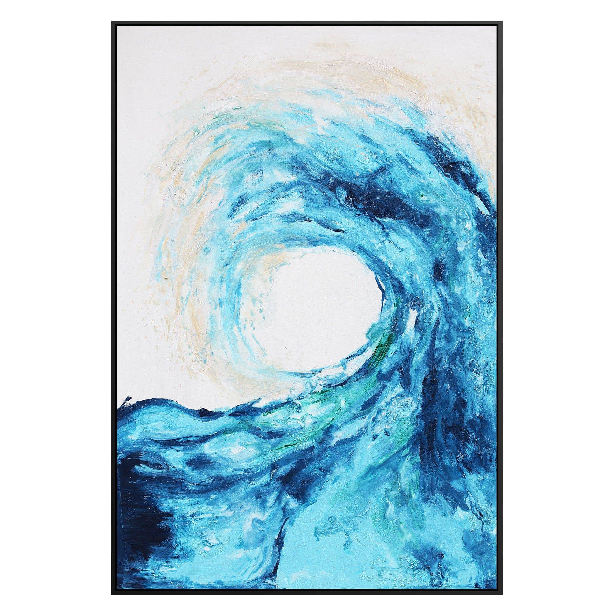Wave Hand Painted Art Painting With Frame 130X90 Cm Soap0056 -  Paintings - ebarza Furniture UAE | Shop Modern Furniture in Abu Dhabi & Dubai - مفروشات ايبازرا في الامارات | تسوق اثاث عصري وديكورات مميزة في دبي وابوظبي