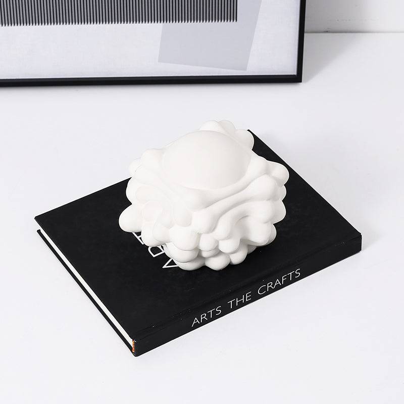 White Corṛugated Ball -A Fa-D21070A -  Home Decor Figurines - ebarza Furniture UAE | Shop Modern Furniture in Abu Dhabi & Dubai - مفروشات ايبازرا في الامارات | تسوق اثاث عصري وديكورات مميزة في دبي وابوظبي