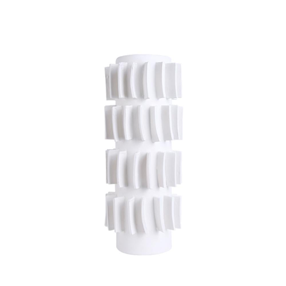 White Dimensional Cylindrical Ceramic Vase - Small Fa-D21042B -  Vases - ebarza Furniture UAE | Shop Modern Furniture in Abu Dhabi & Dubai - مفروشات ايبازرا في الامارات | تسوق اثاث عصري وديكورات مميزة في دبي وابوظبي