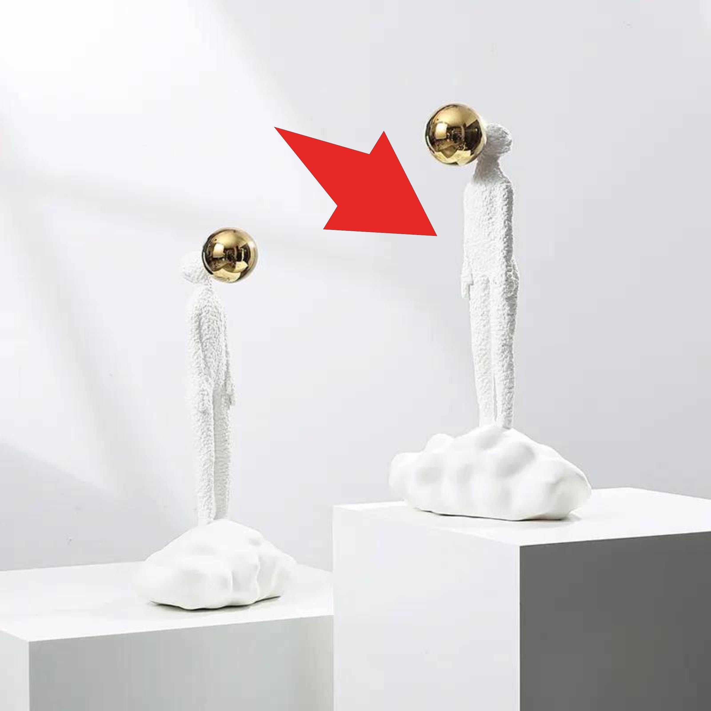 White & Gold Resin Figurative Sculpture - Large Fc-Sz2181A -  Home Decor Figurines - ebarza Furniture UAE | Shop Modern Furniture in Abu Dhabi & Dubai - مفروشات ايبازرا في الامارات | تسوق اثاث عصري وديكورات مميزة في دبي وابوظبي