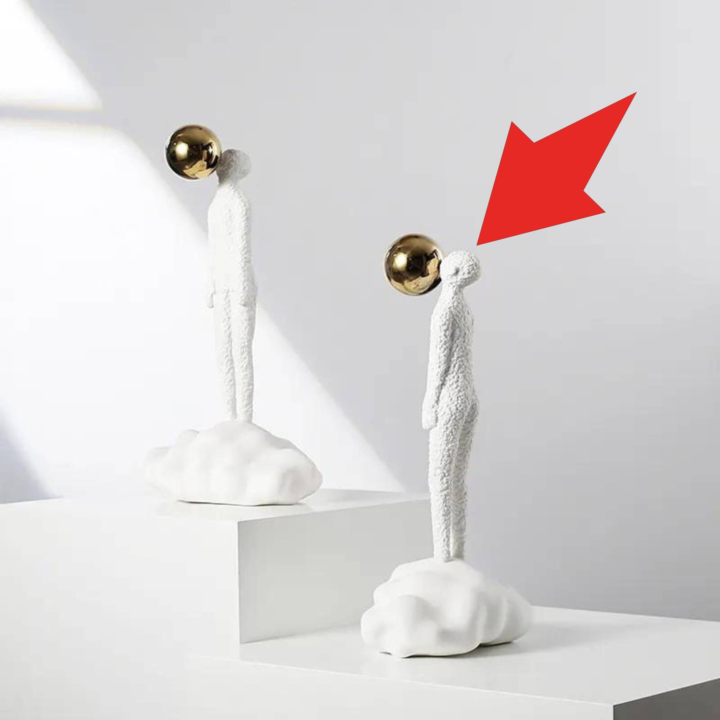 White & Gold Resin Figurative Sculpture - Large Fc-Sz2181A -  Home Decor Figurines - ebarza Furniture UAE | Shop Modern Furniture in Abu Dhabi & Dubai - مفروشات ايبازرا في الامارات | تسوق اثاث عصري وديكورات مميزة في دبي وابوظبي